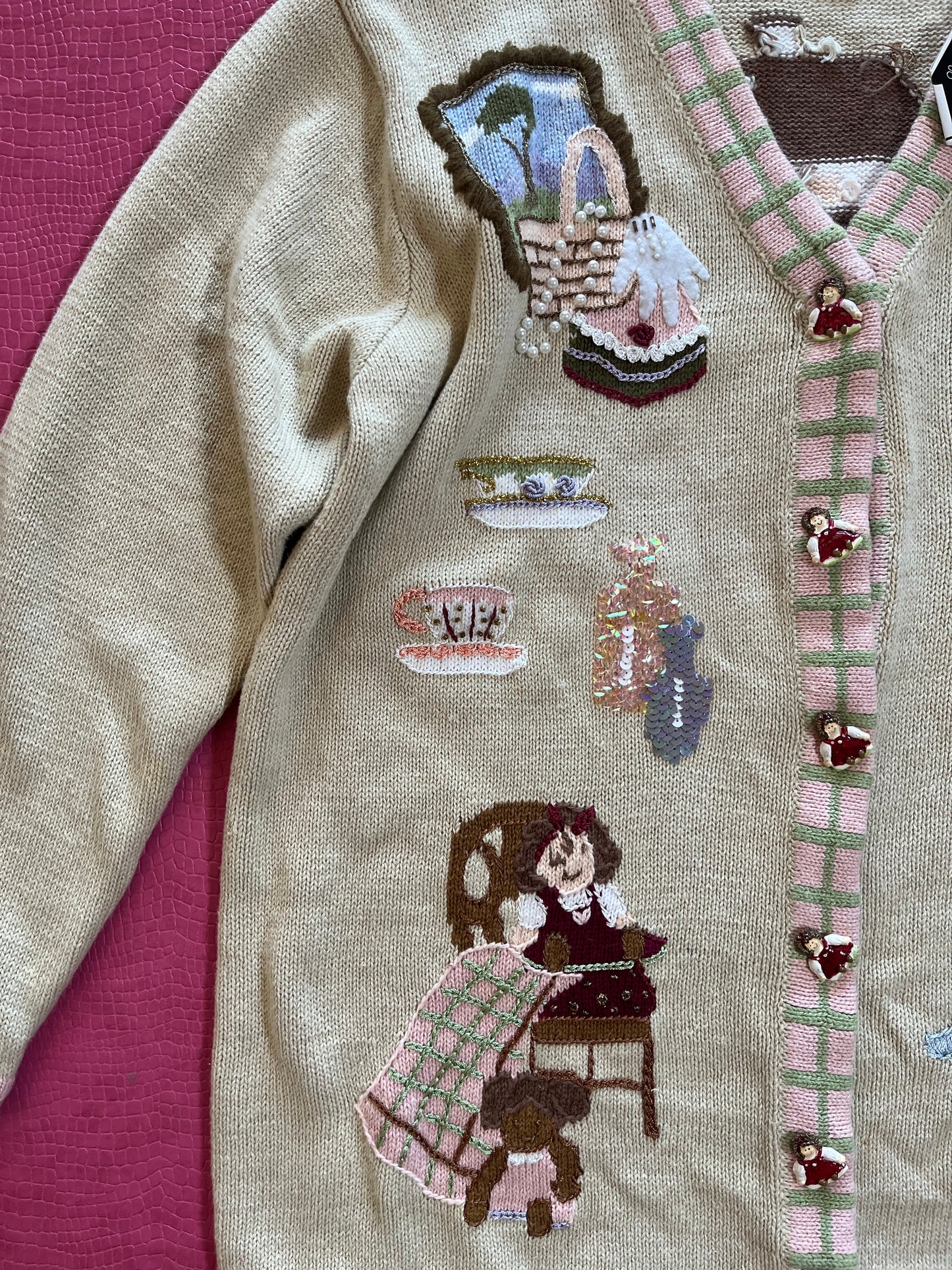 DEAD STOCK Vintage 90s "Story Book Knits" Antiquing Cardigan - Fits Most Sizes