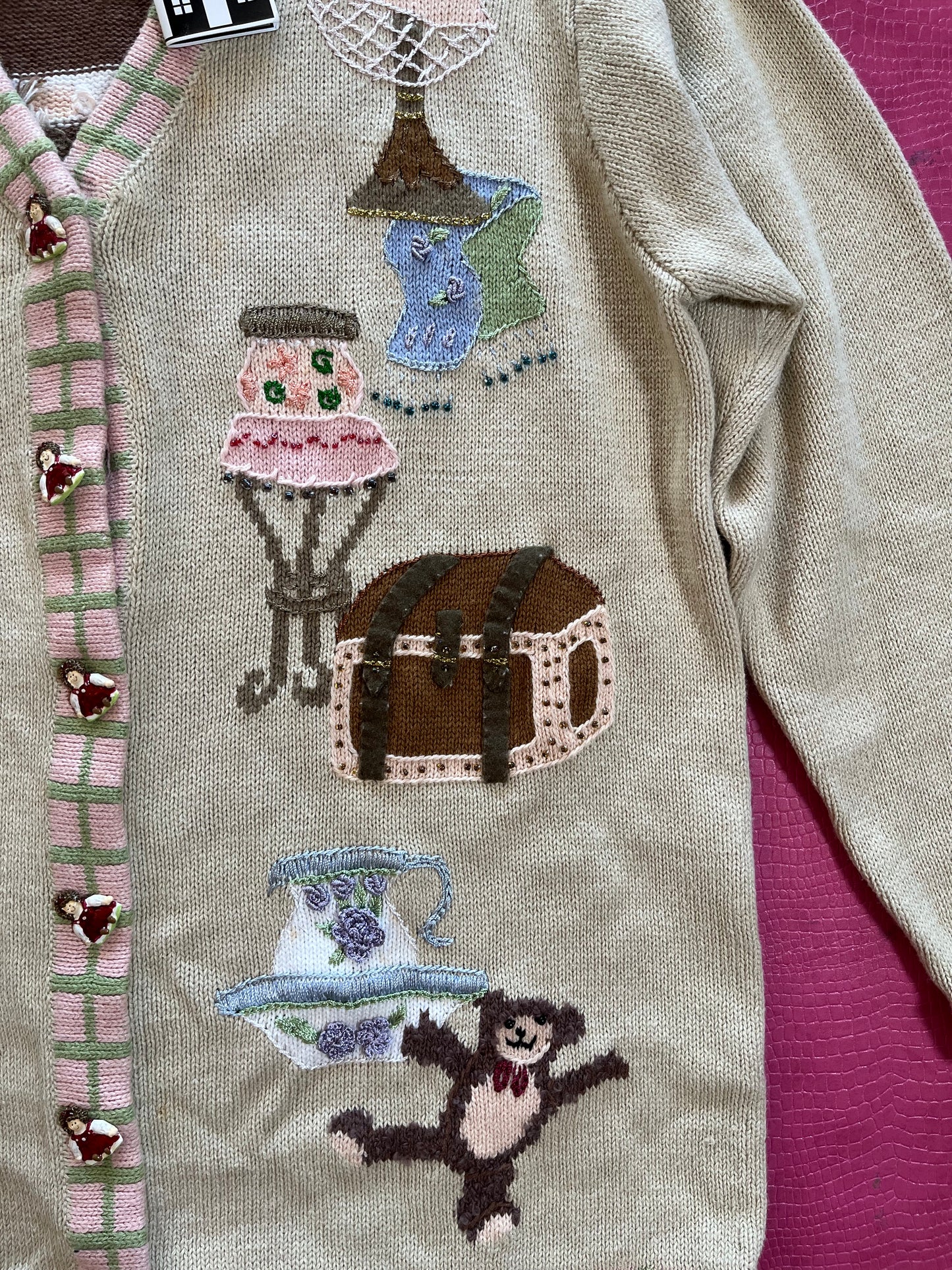 DEAD STOCK Vintage 90s "Story Book Knits" Antiquing Cardigan - Fits Most Sizes
