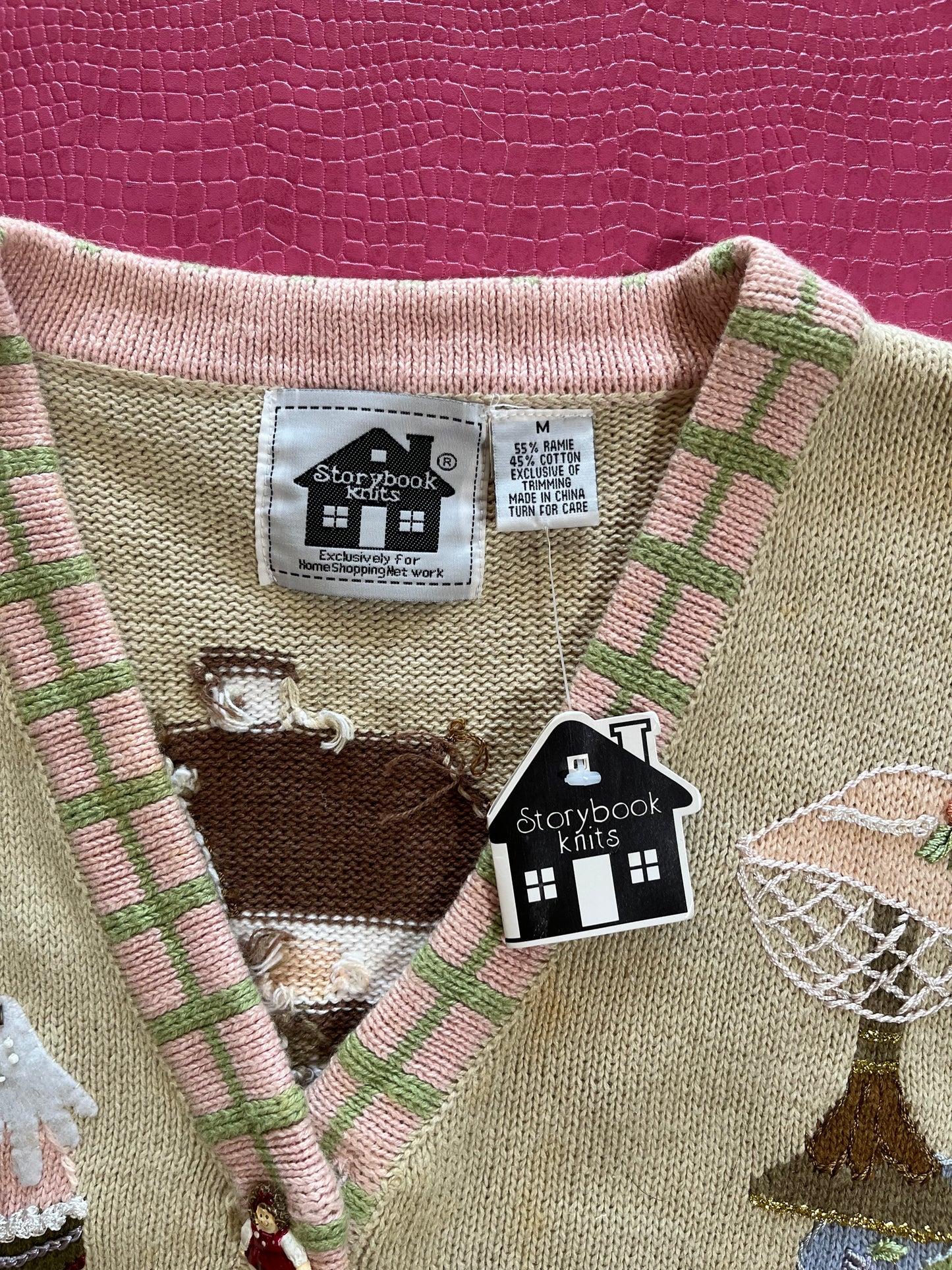 DEAD STOCK Vintage 90s "Story Book Knits" Antiquing Cardigan - Fits Most Sizes