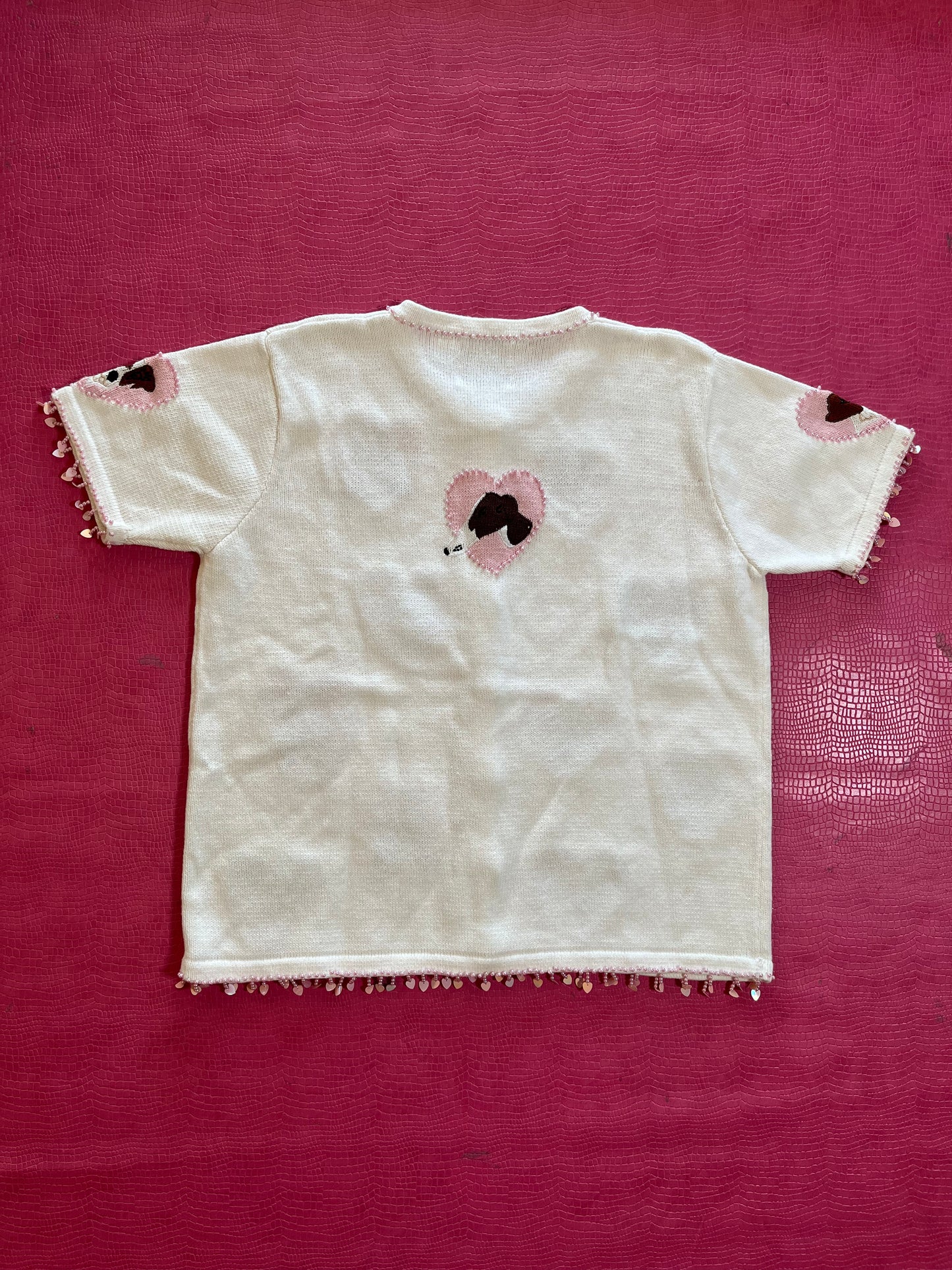 Vintage 90s "Story Book Knits" Girl's Best Friend Short Sleeve Cardigan Size L - Fits Most Sizes