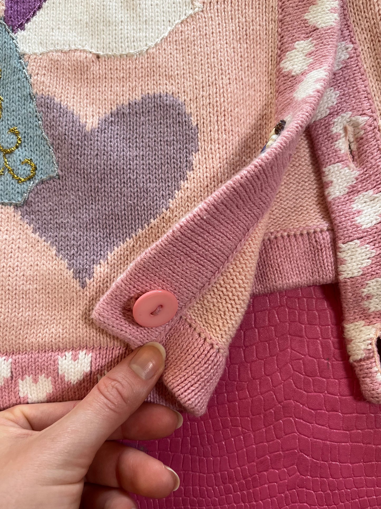 Vintage 90s "Story Book Knits" Doll Collection Cardigan Size Large - Fits Most Sizes