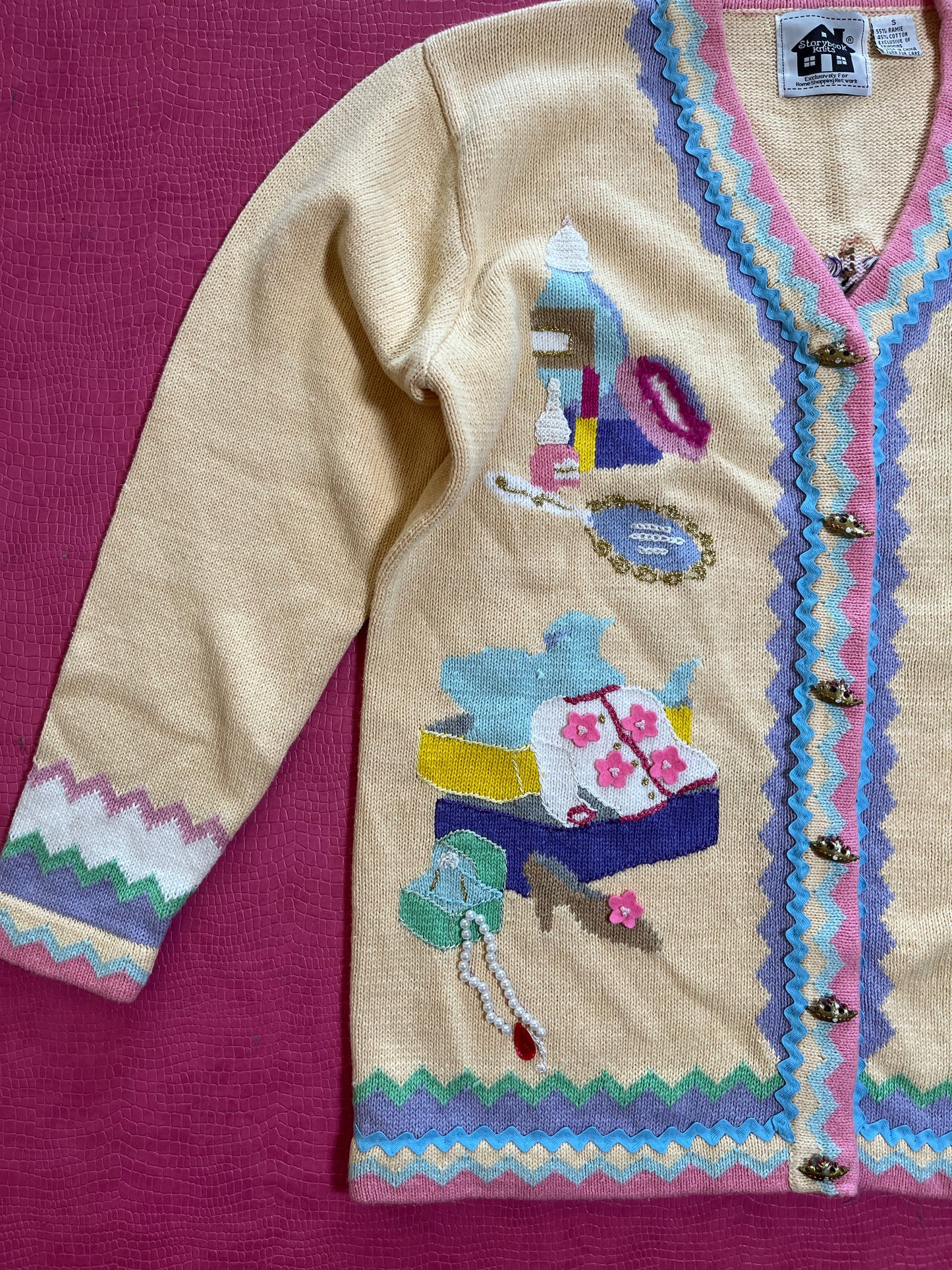 Vintage 90s "Story Book Knits" Grandma's House Cardigan Size L - Fits Most Sizes