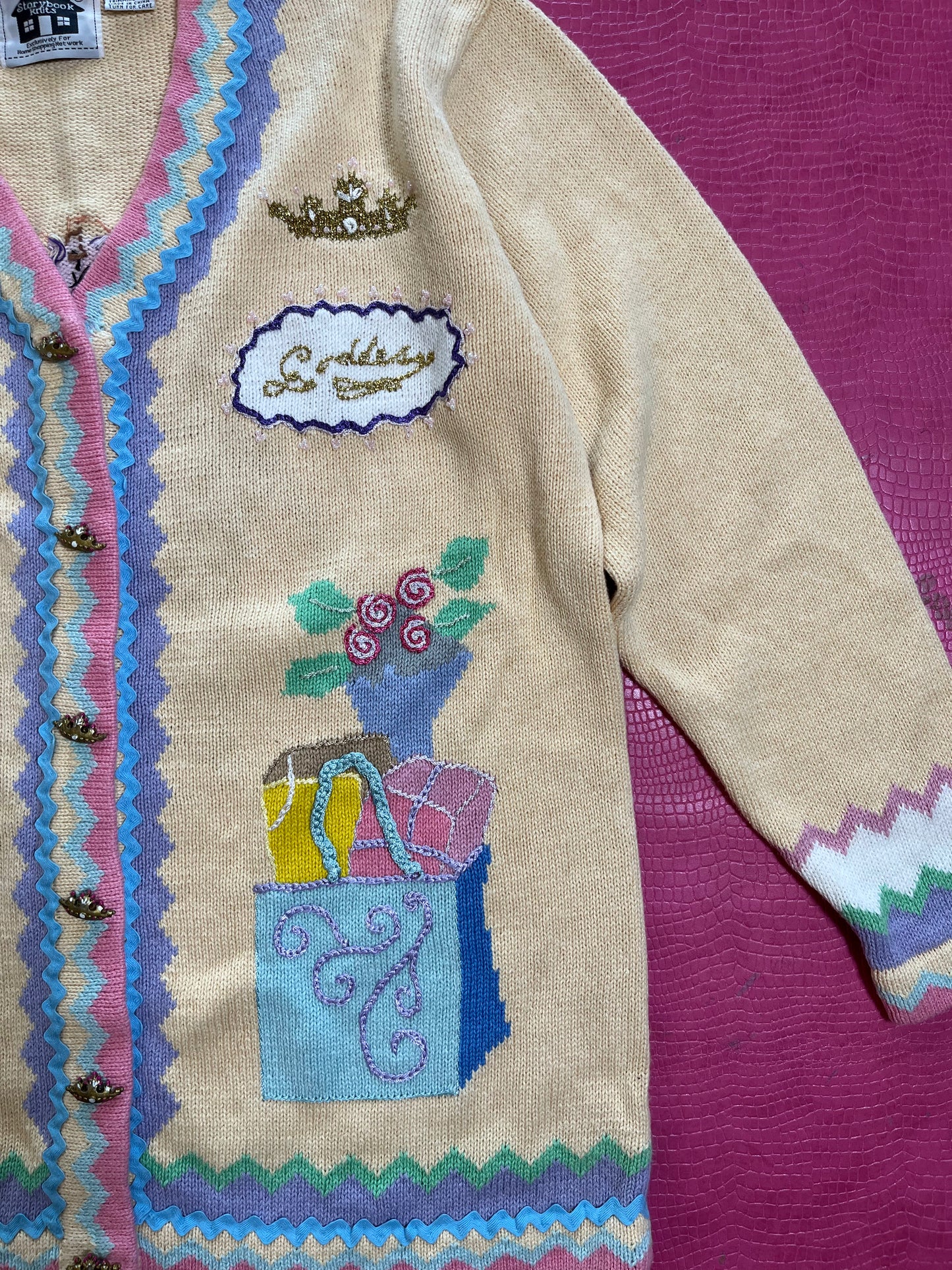 Vintage 90s "Story Book Knits" Grandma's House Cardigan Size S - Fits Most Sizes