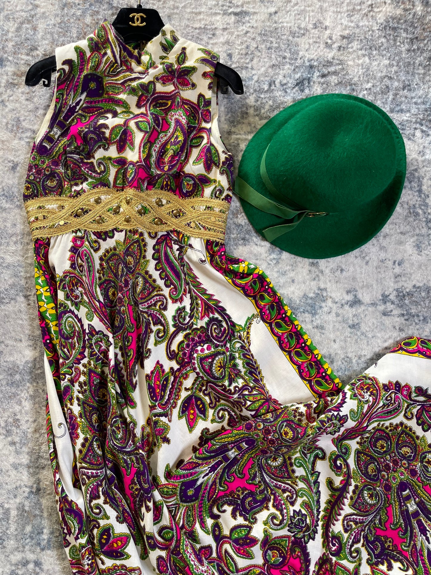 60s Green Wool Buckle Accent Hat