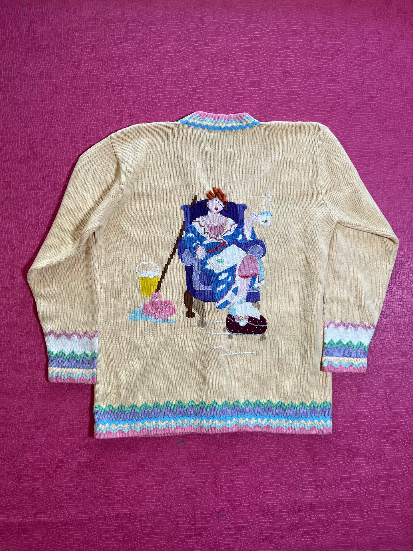 Vintage 90s "Story Book Knits" Grandma's House Cardigan Size S - Fits Most Sizes