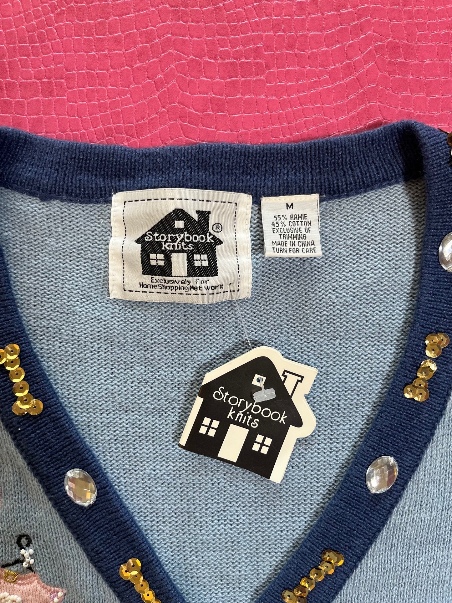 DEAD STOCK Vintage 90s "Story Book Knits" Doggy Spa Cardigan - Fits Most Sizes
