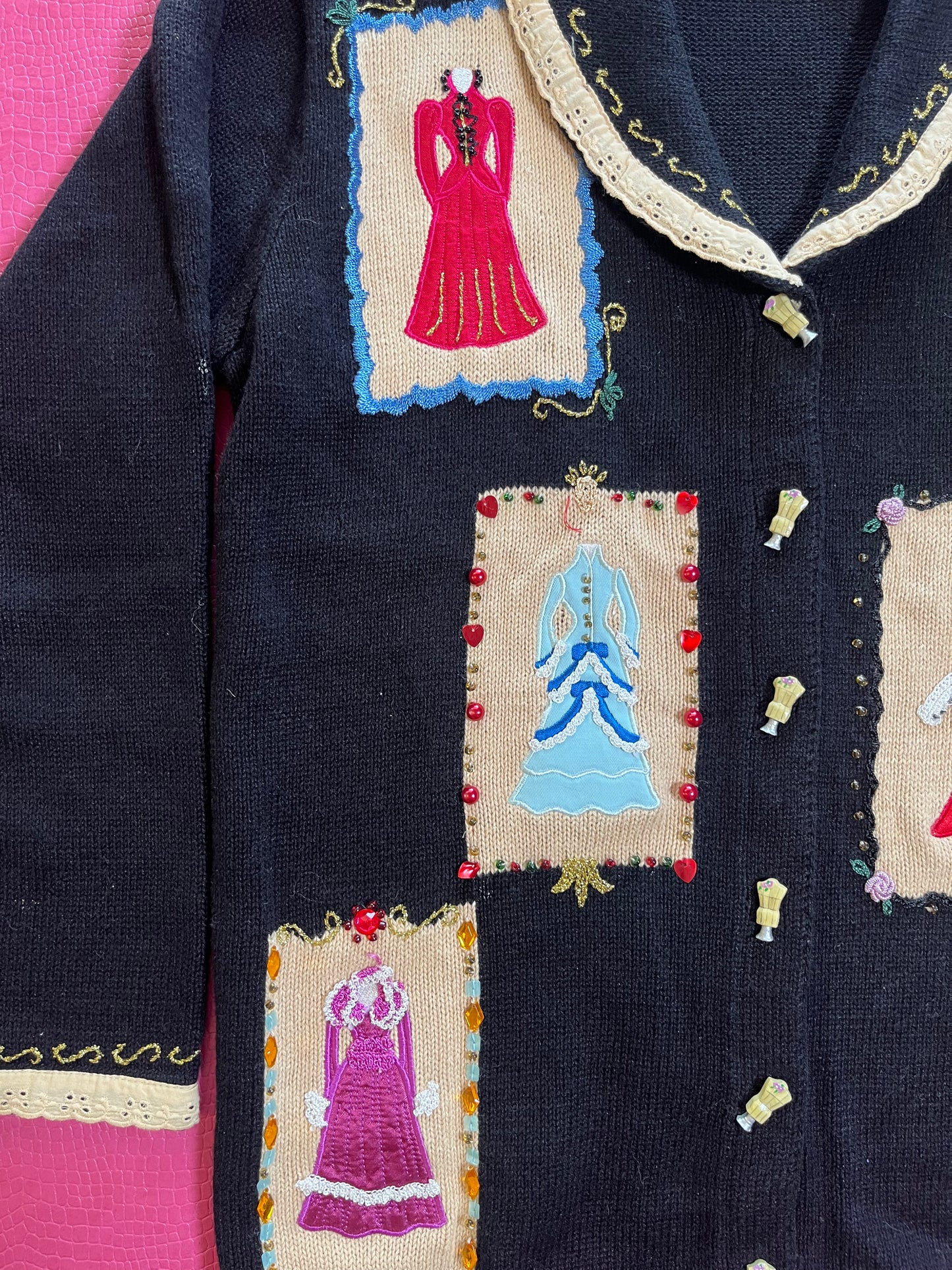 Vintage 90s "Story Book Knits" Victorian Dress Cardigan - Fits Most Sizes