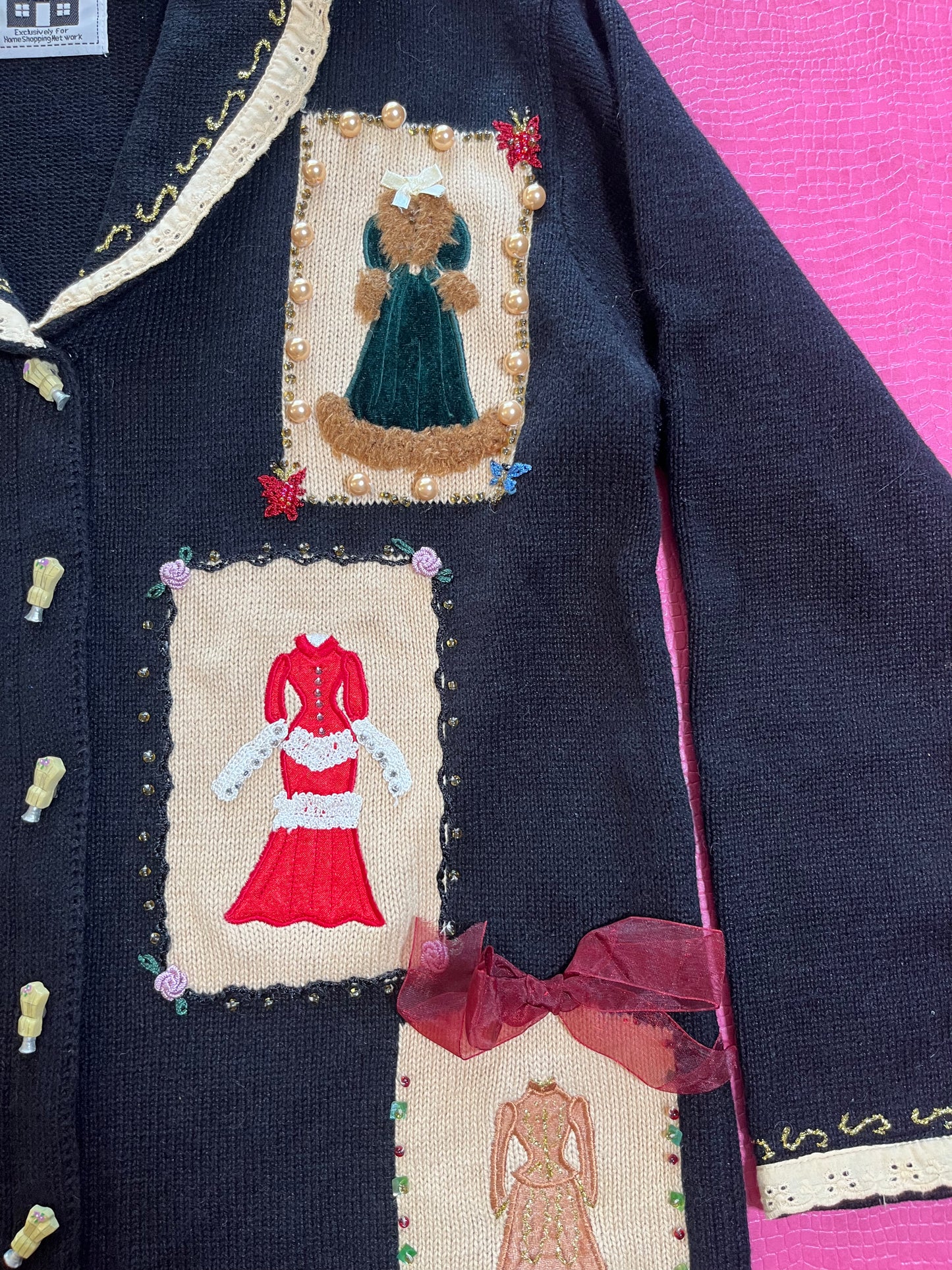 Vintage 90s "Story Book Knits" Victorian Dress Cardigan - Fits Most Sizes