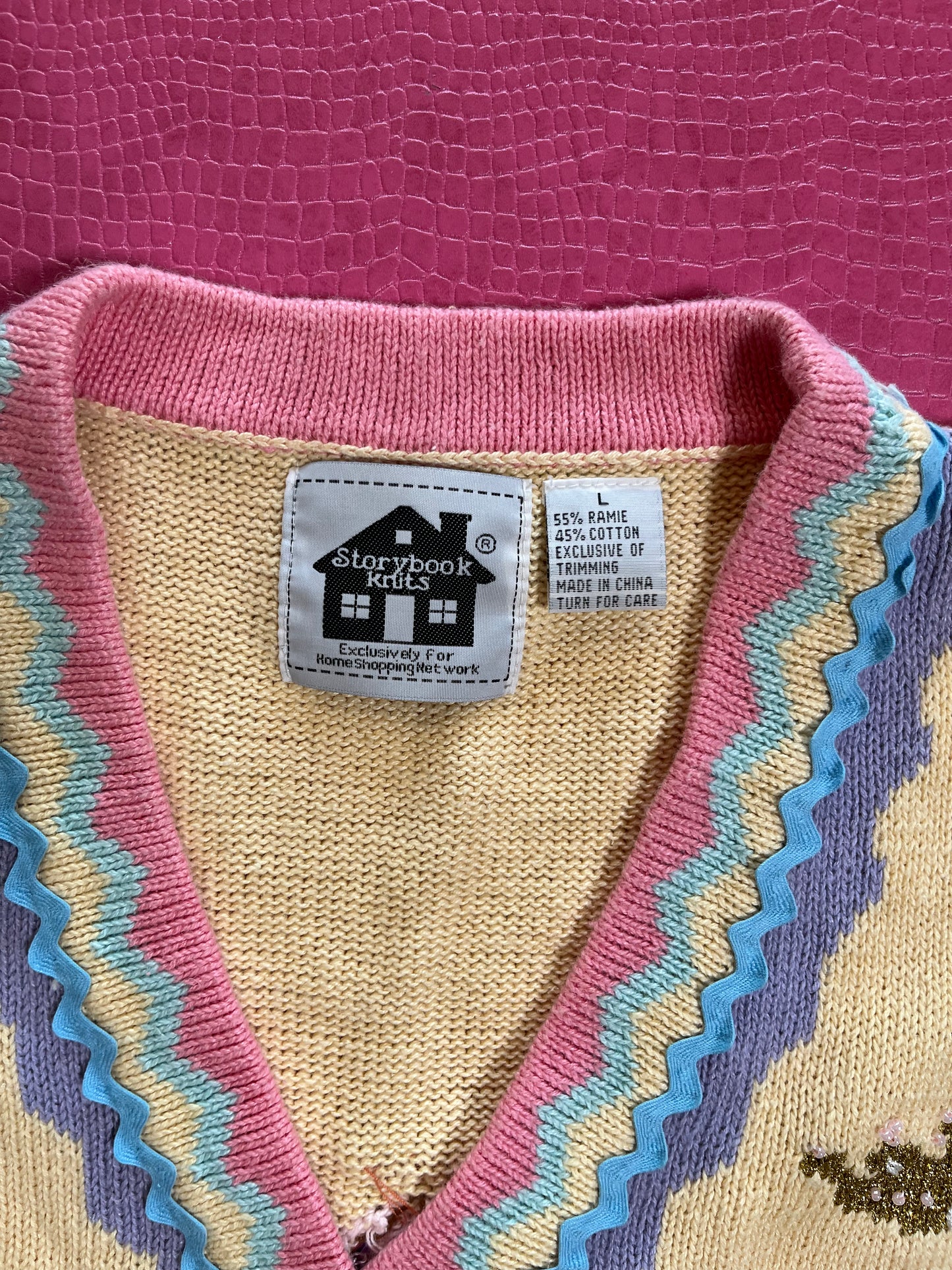 Vintage 90s "Story Book Knits" Grandma's House Cardigan Size L - Fits Most Sizes