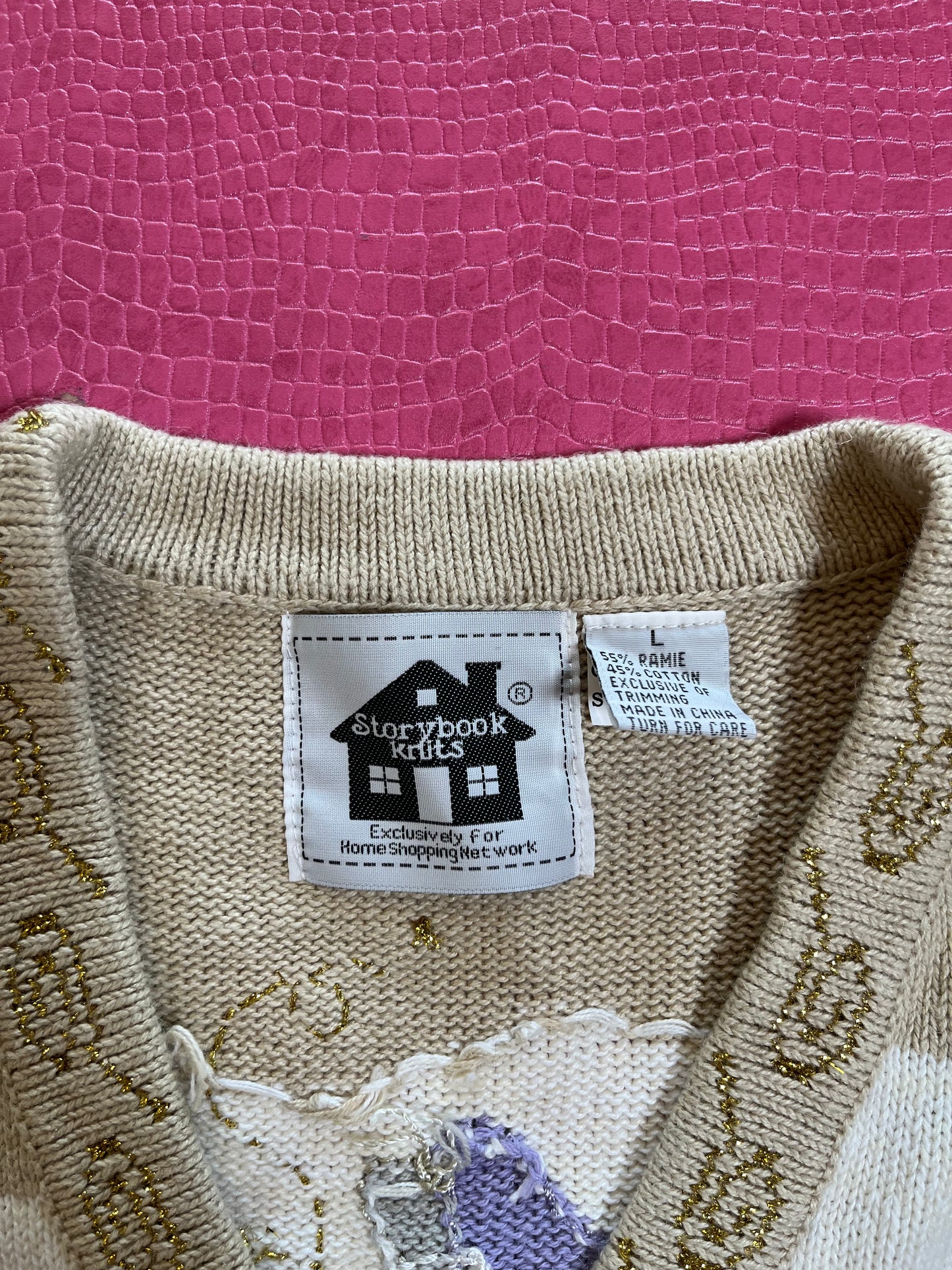 Vintage 90s "Story Book Knits" Cinderella's Passion Cardigan - Fits Most Sizes