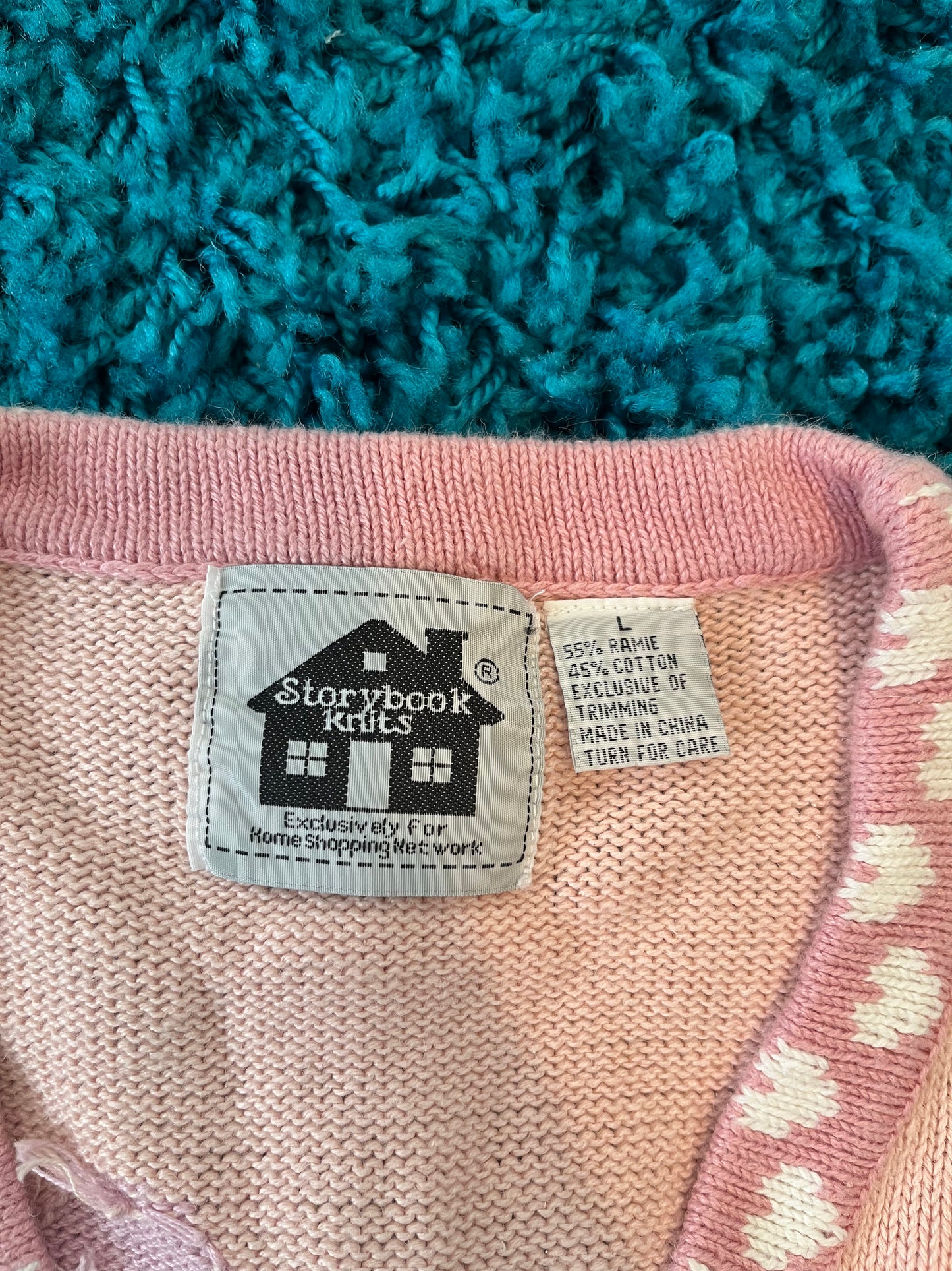 Vintage 90s "Story Book Knits" Doll Collection Cardigan Size Large - Fits Most Sizes