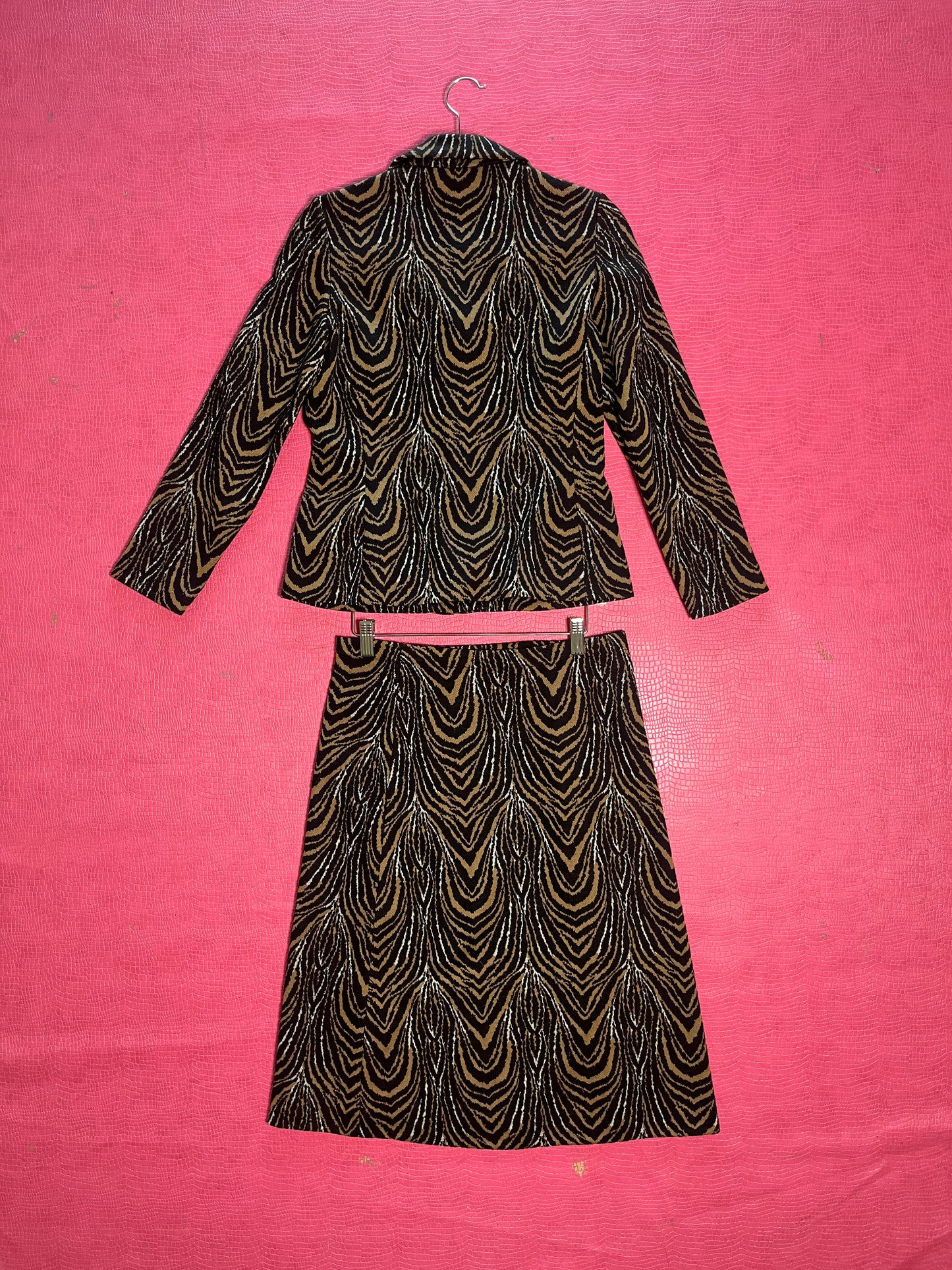Vintage 60s "Kimberly Knits" Tiger Print 2-Piece Skirt Set - Best Fits Size XS-M