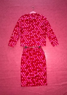 Vintage 60s "Goldworm" Pink Printed Knit Set - Best Fits Size XS-S