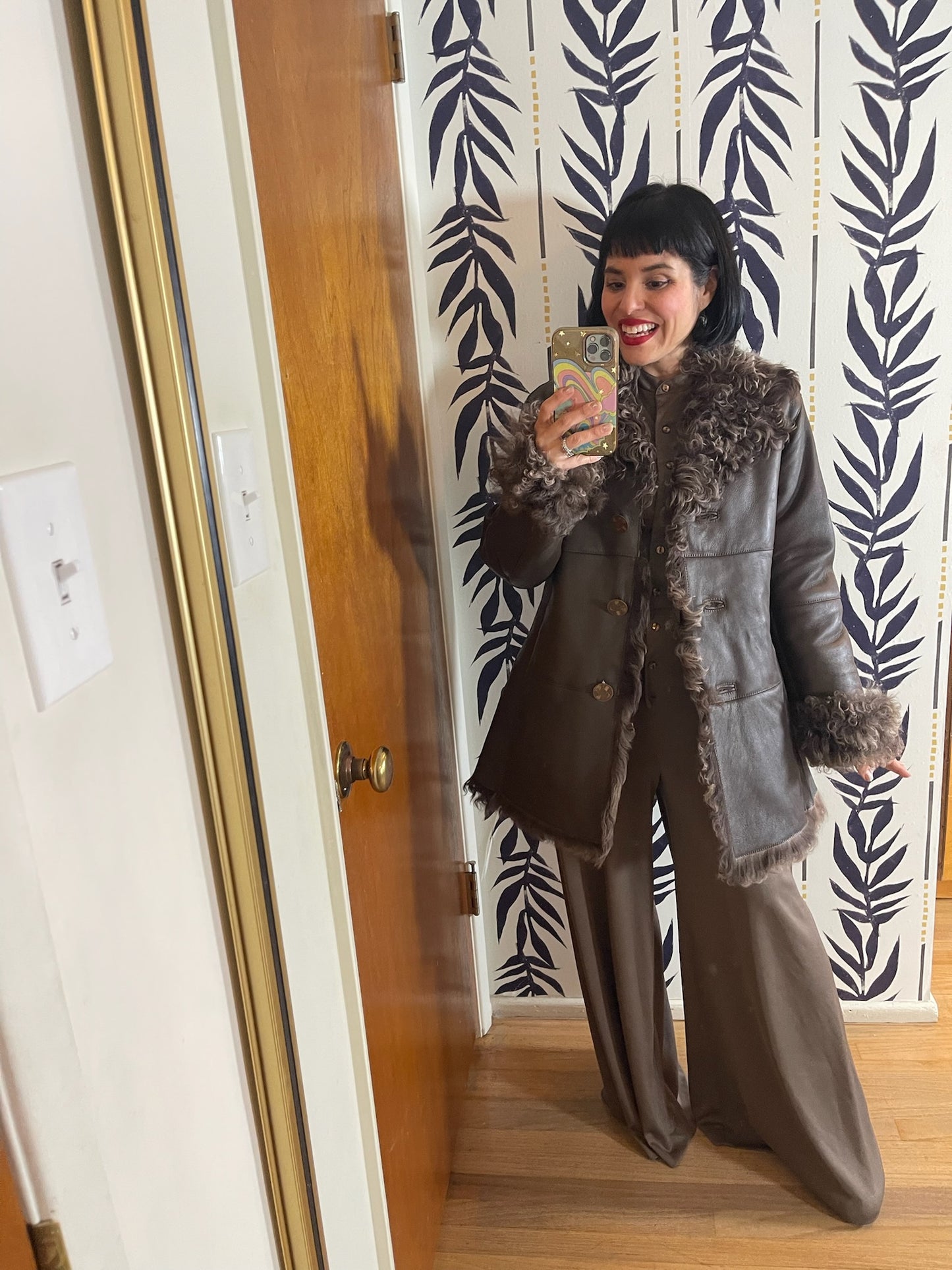 Vintage 80s 90s "Kenzo" Leather Penny Lane Style Coat - Best Fits Size XS-M