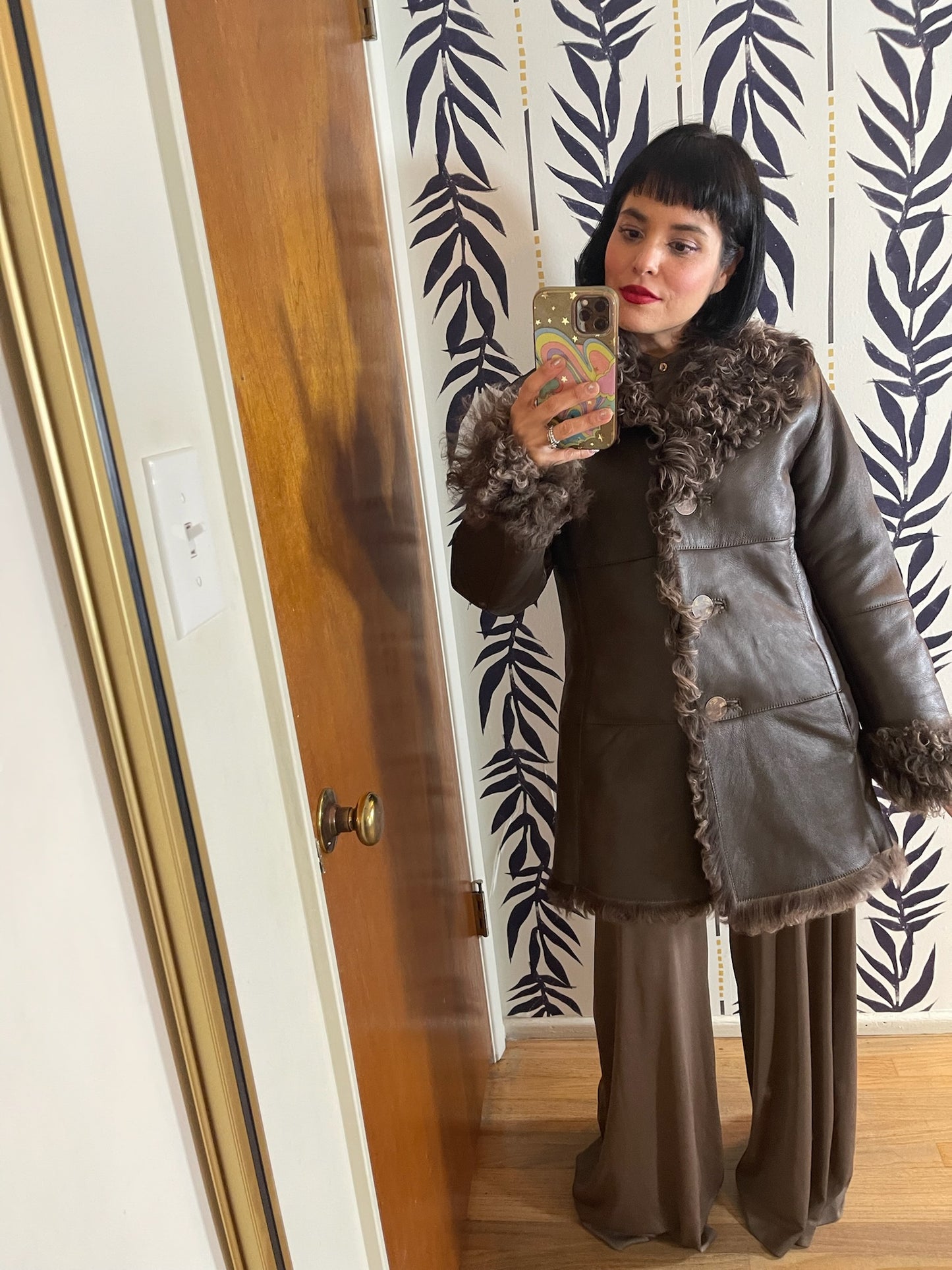 Vintage 80s 90s "Kenzo" Leather Penny Lane Style Coat - Best Fits Size XS-M