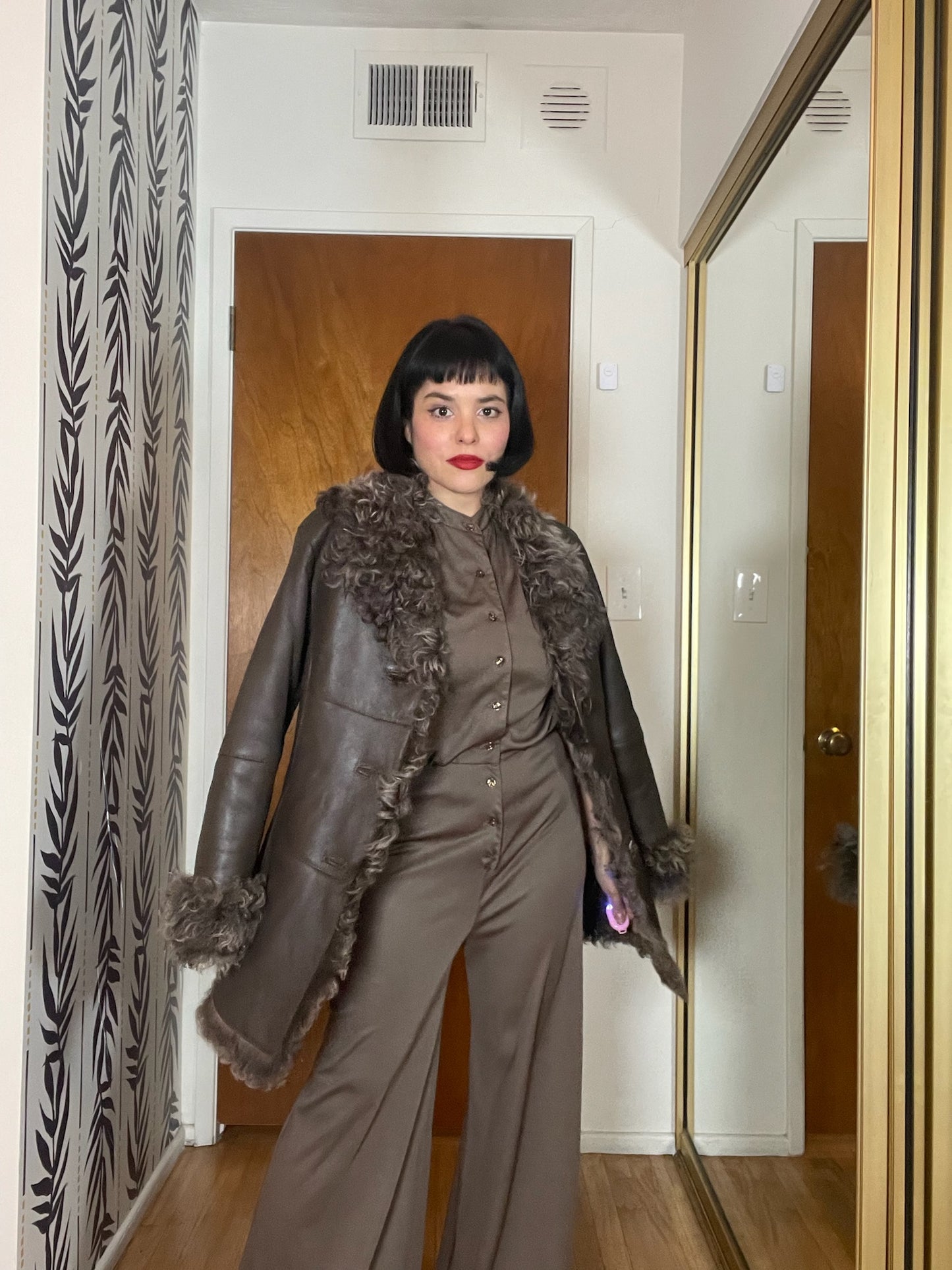 Vintage 80s 90s "Kenzo" Leather Penny Lane Style Coat - Best Fits Size XS-M