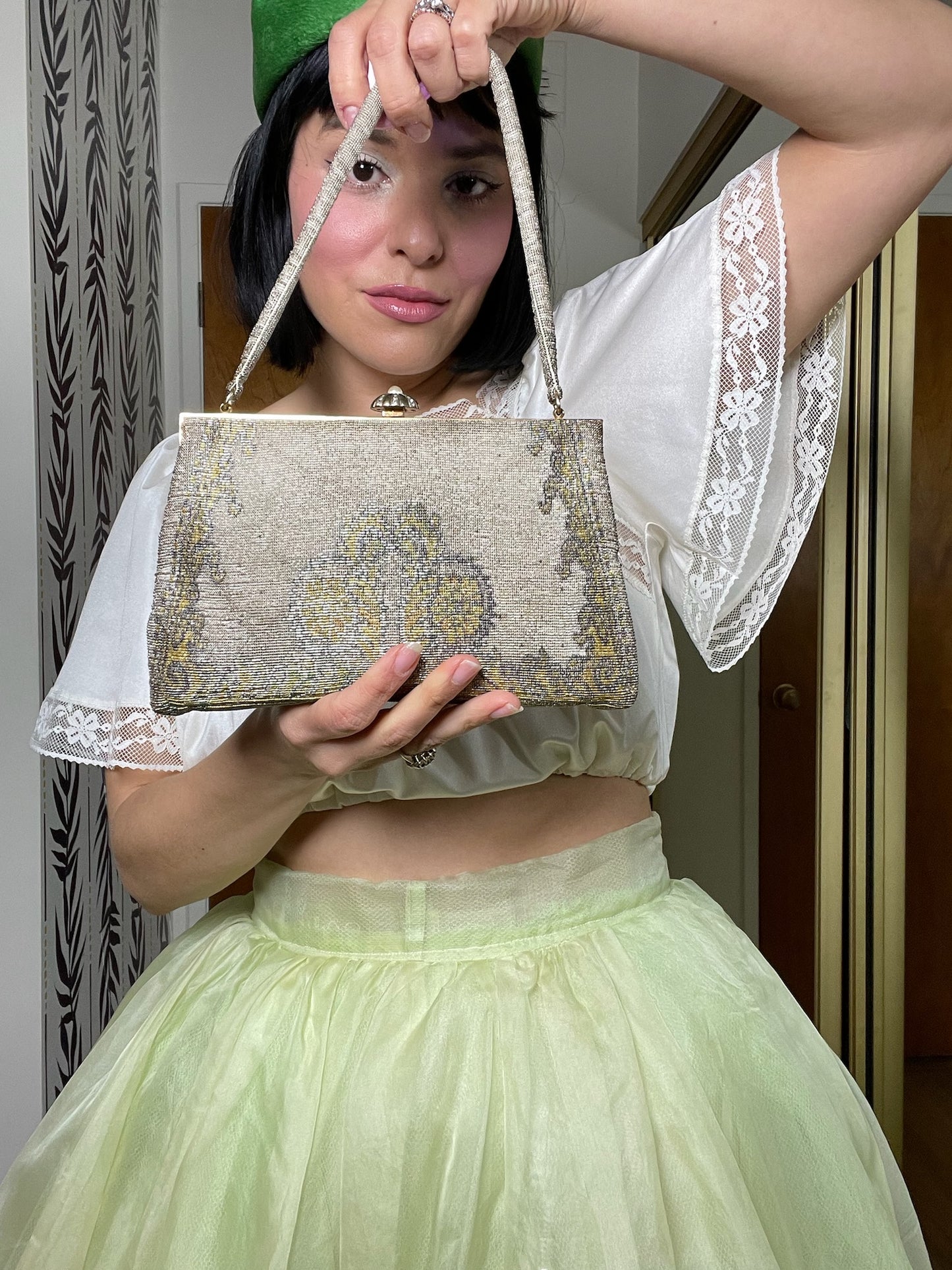 Vintage 50s 60s Tapestry Style Bag