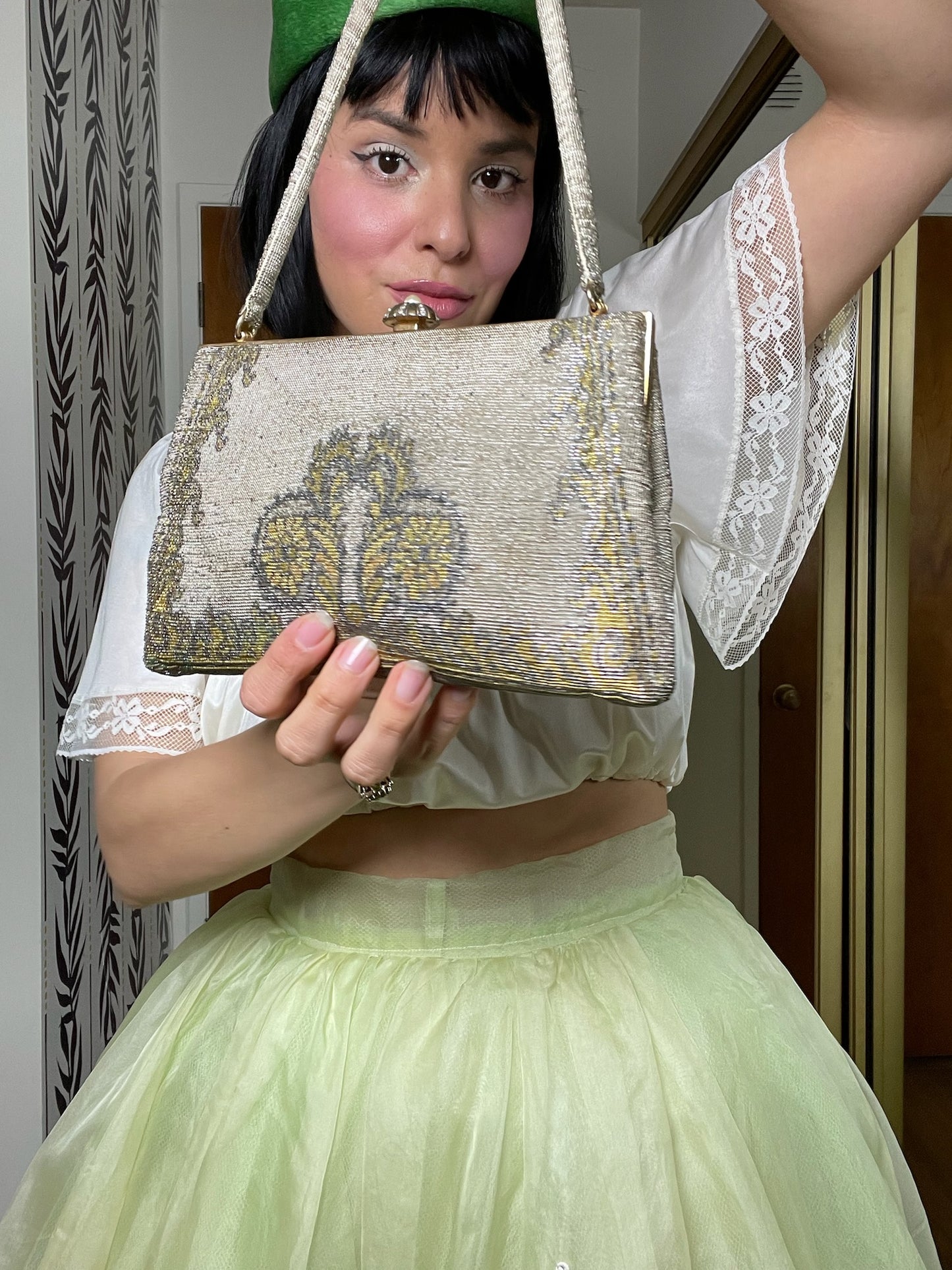 Vintage 50s 60s Tapestry Style Bag