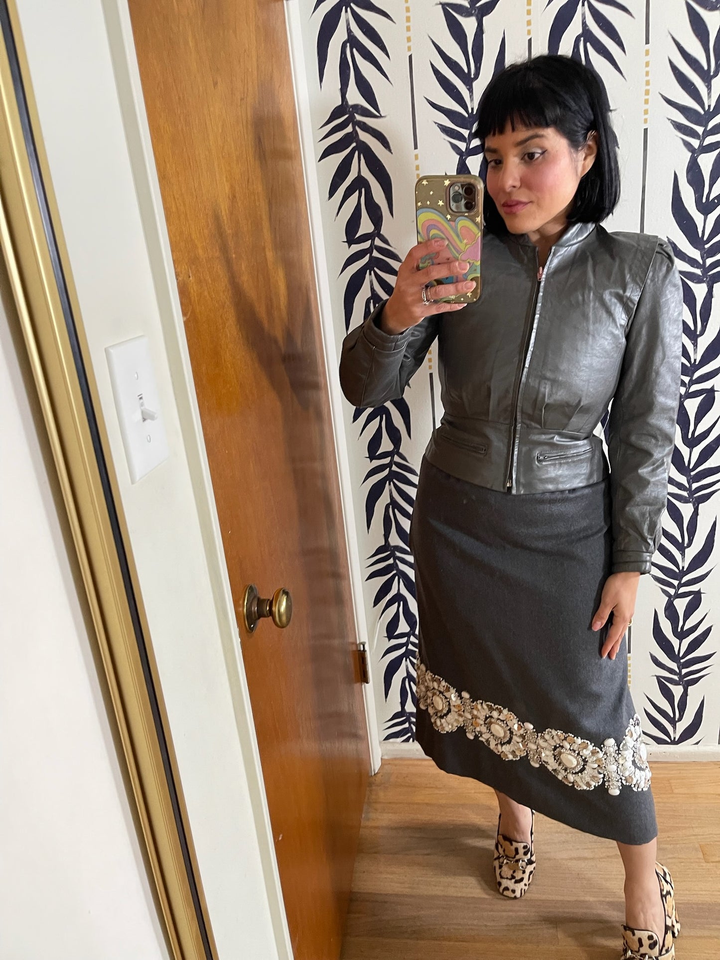 Vintage 70s 80s "Berman's" Gray Leather Jacket - Best Fits Sizes XS-S