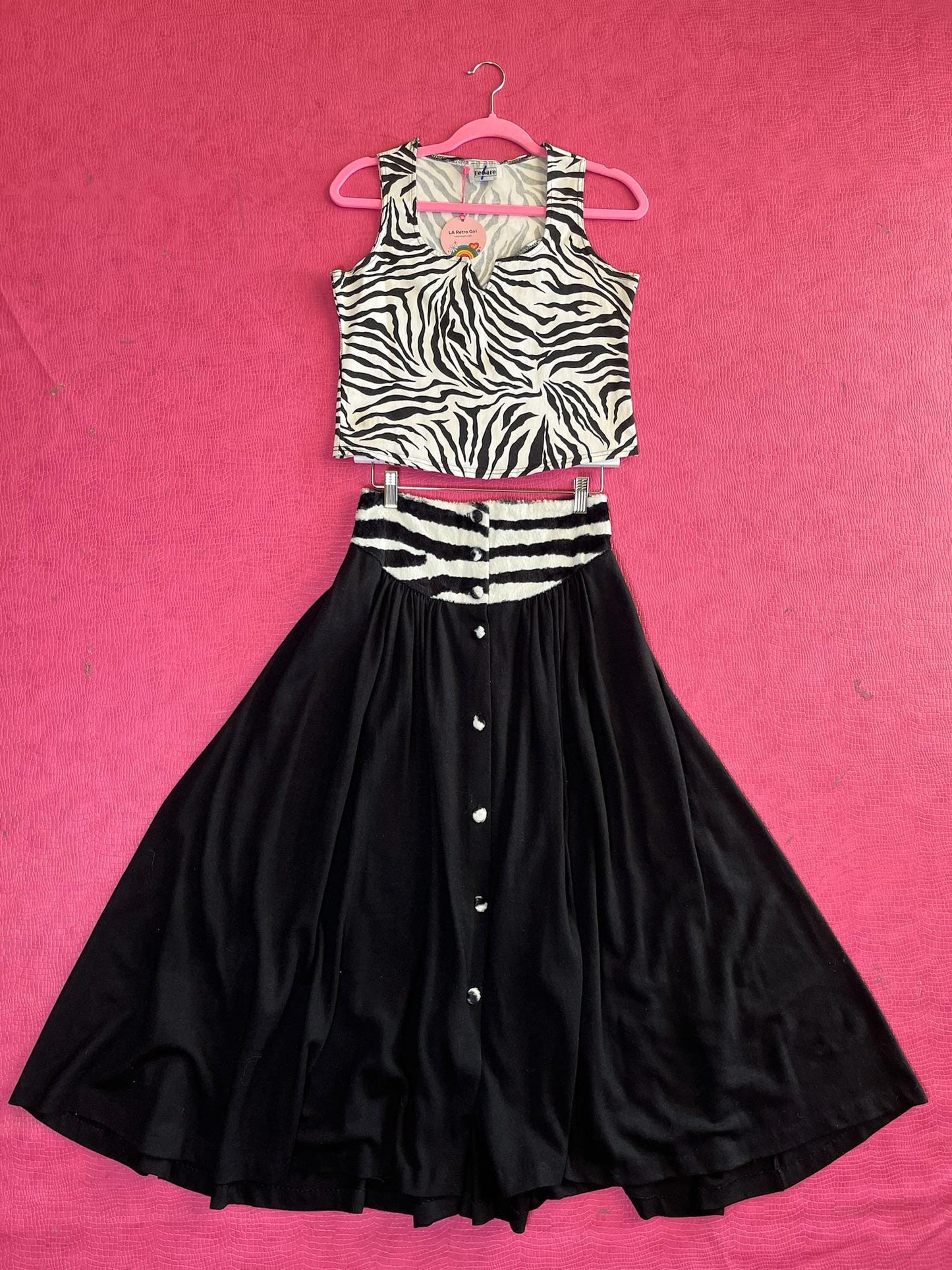 Vintage 80s "Beware" Zebra Top - Best Fits Size XS-M