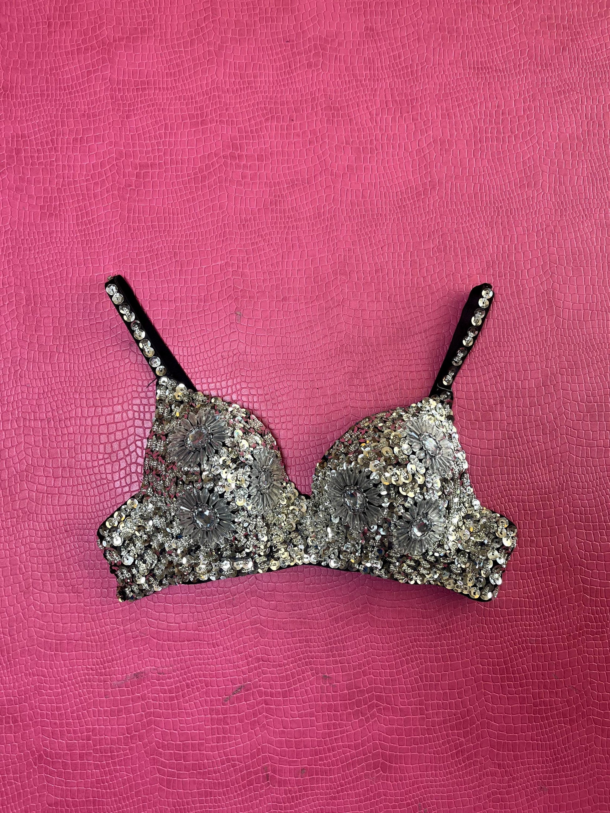 Vintage 80s 90s Beaded Bra - Best Fits 32A-32B