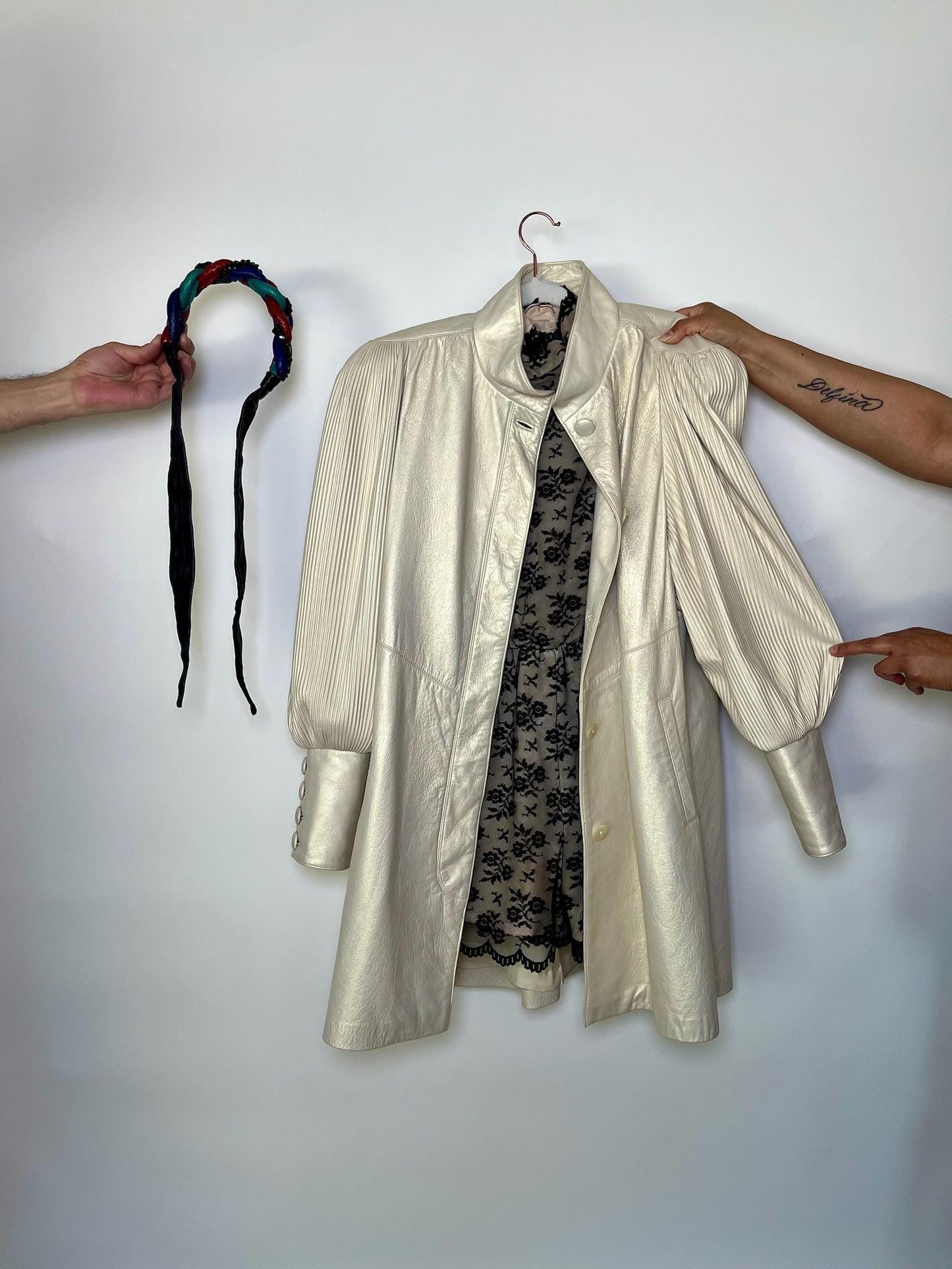 Vintage 80s Leather Braided Headband