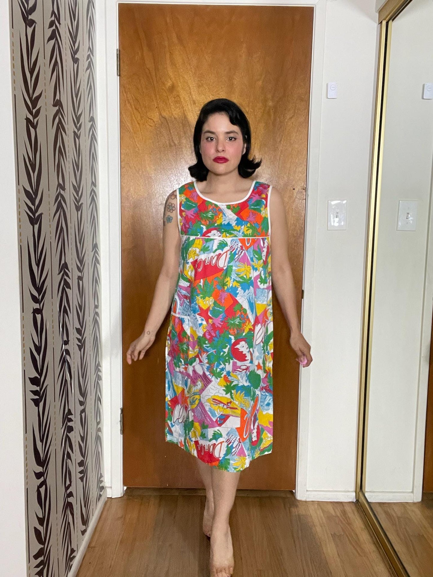 Vintage 70s "Regal Rose Club" Print Dress - Best Fits Size XS-M