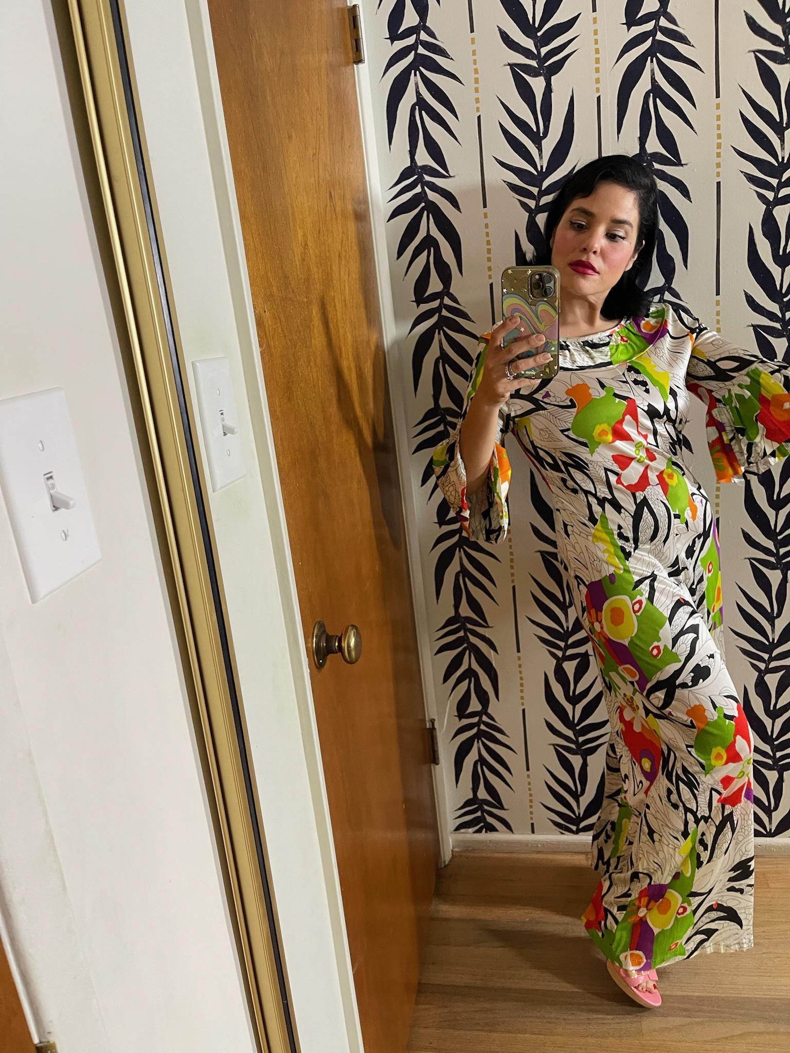 Vintage 60s 70s Tiki Hawaiian Print Jumpsuit - Best Fits Size XS-L