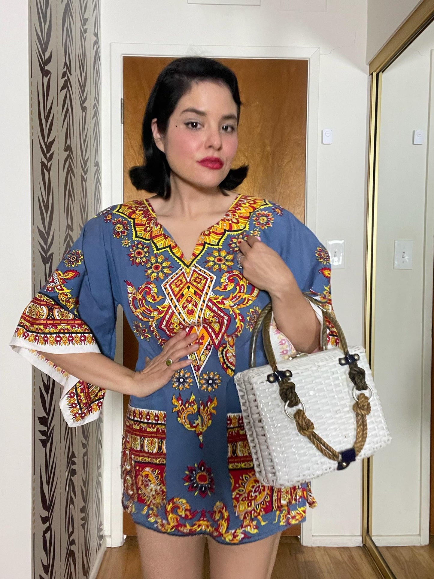 Vintage 60s 70s Phoenix Tunic Mini Dress - Best Fits Size XS-L