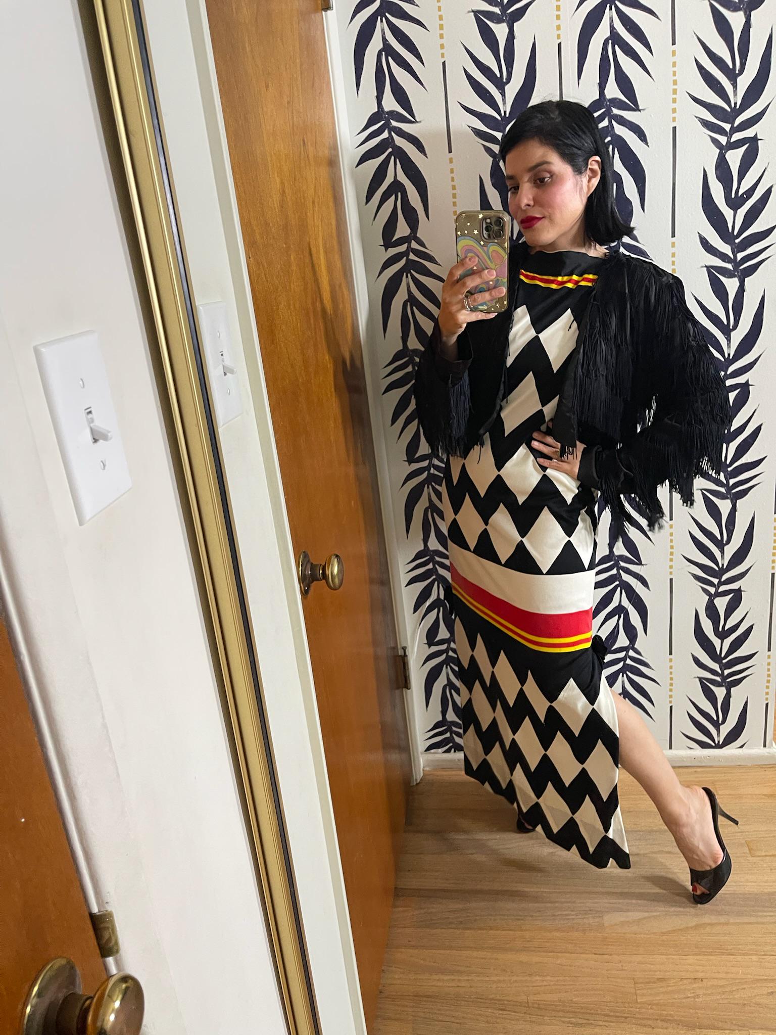 Vintage 80s Black Fringe Bolero Jacket - Fits Most Sizes