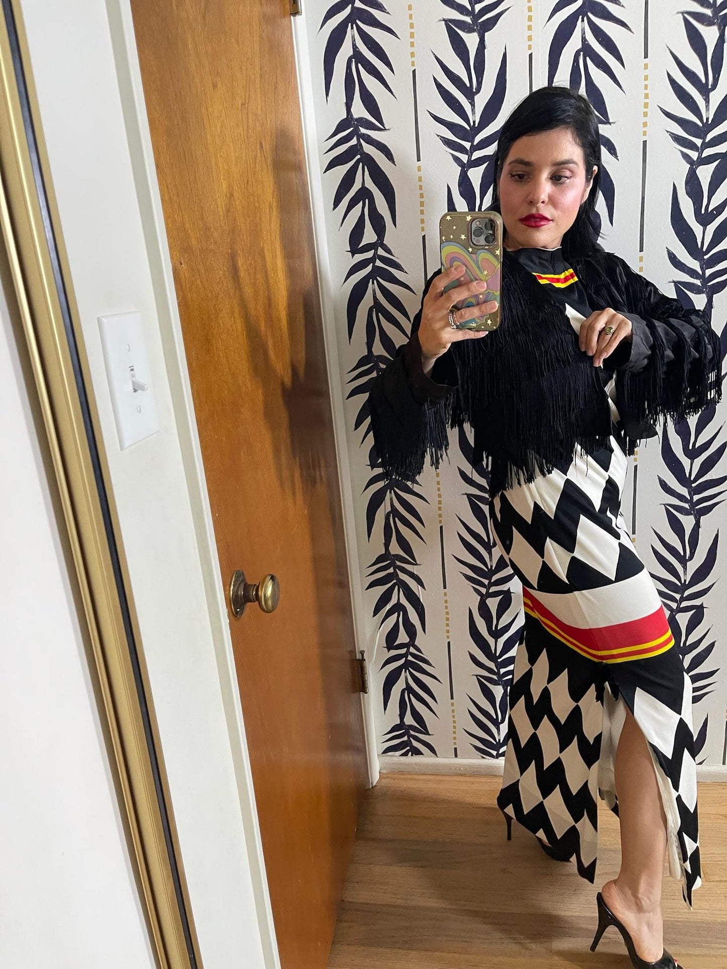 Vintage 80s Black Fringe Bolero Jacket - Fits Most Sizes