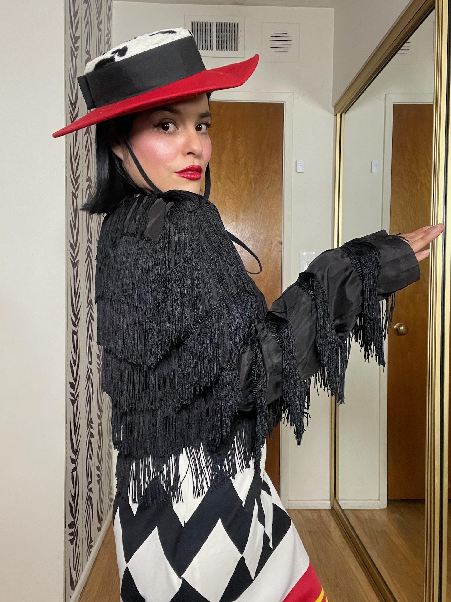 Vintage 80s Black Fringe Bolero Jacket - Fits Most Sizes