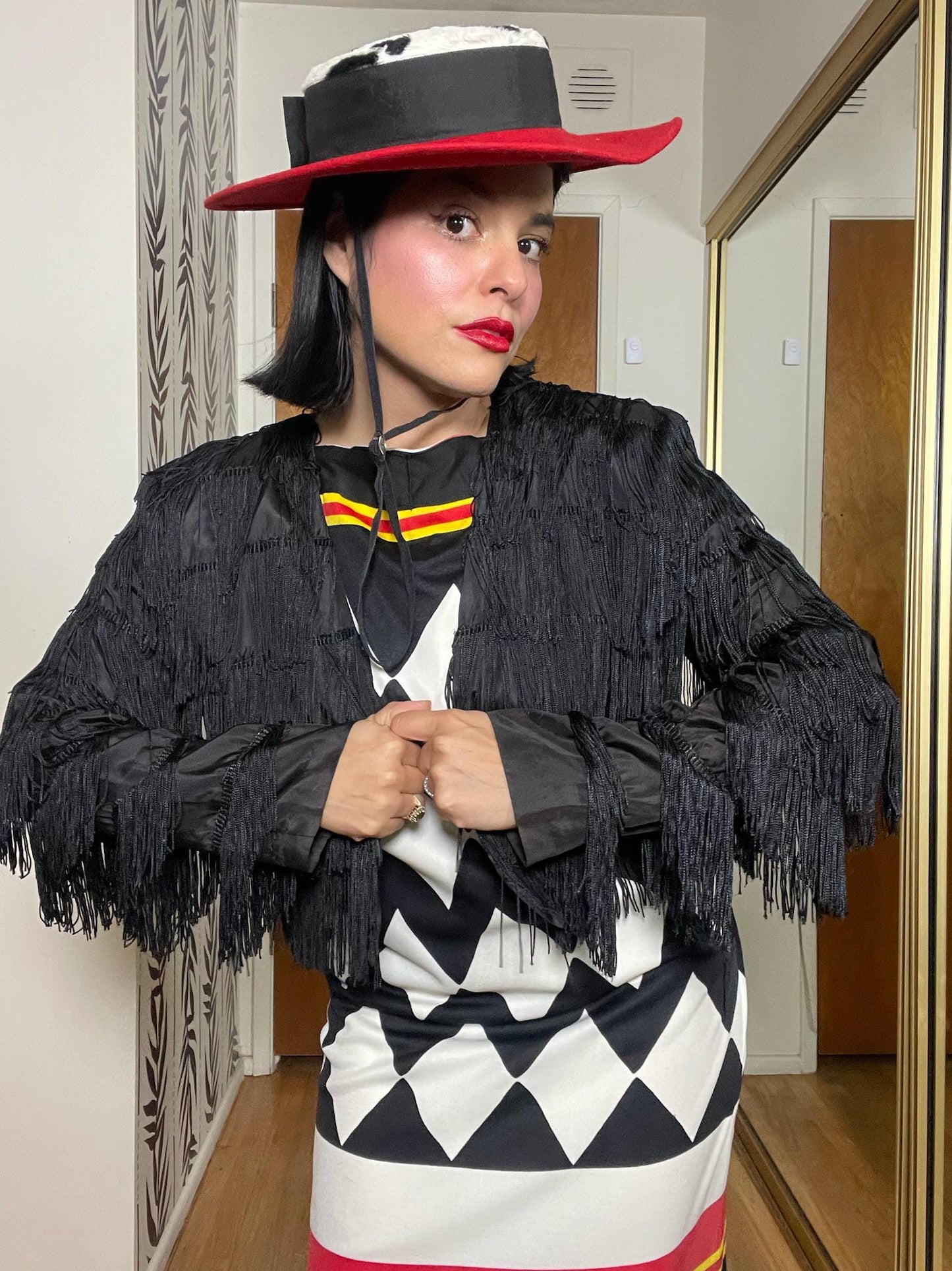 Vintage 80s Black Fringe Bolero Jacket - Fits Most Sizes