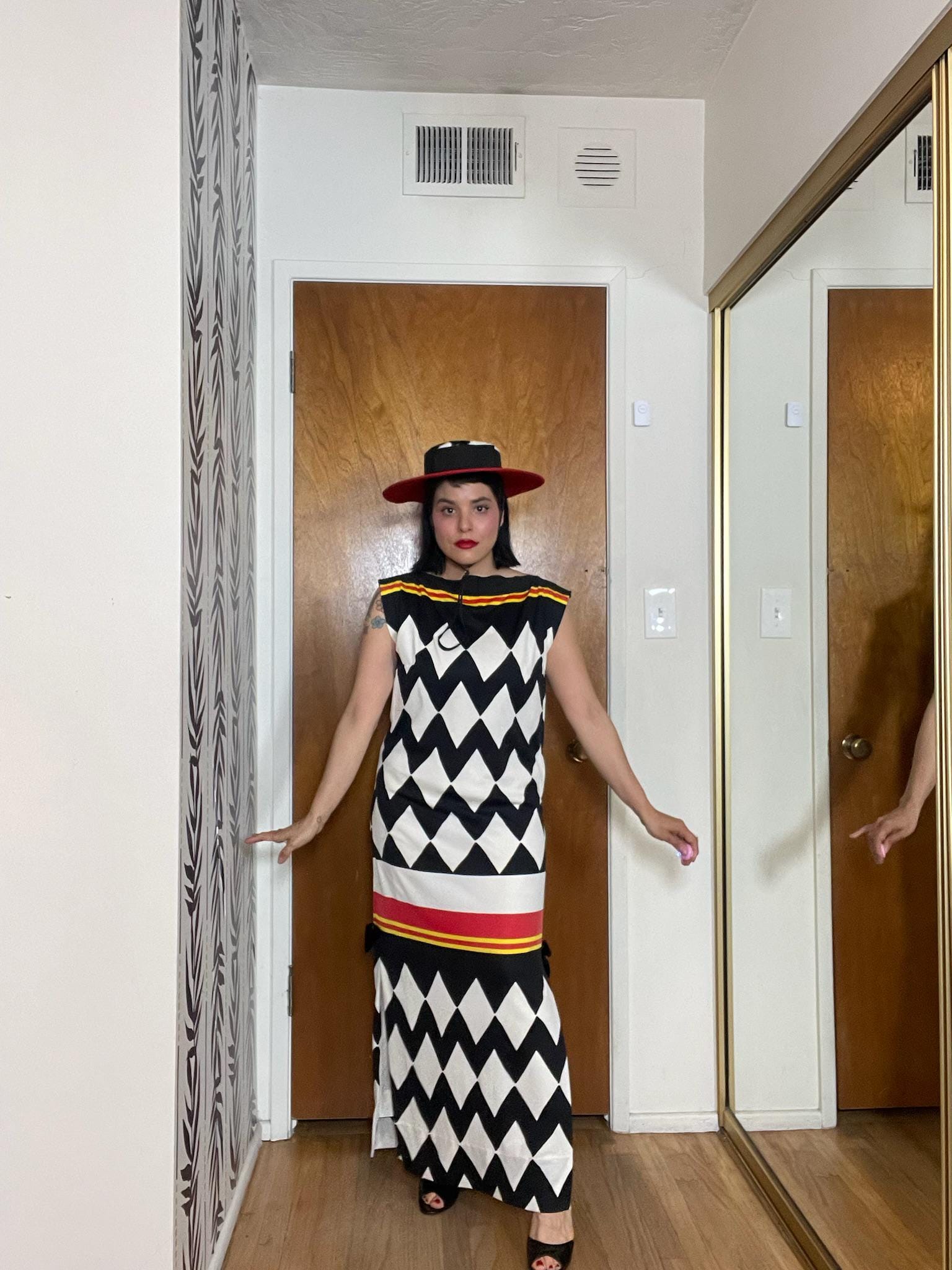 Vintage 70s 80s Jester-esque Maxi Dress - Best Fits Size M-L