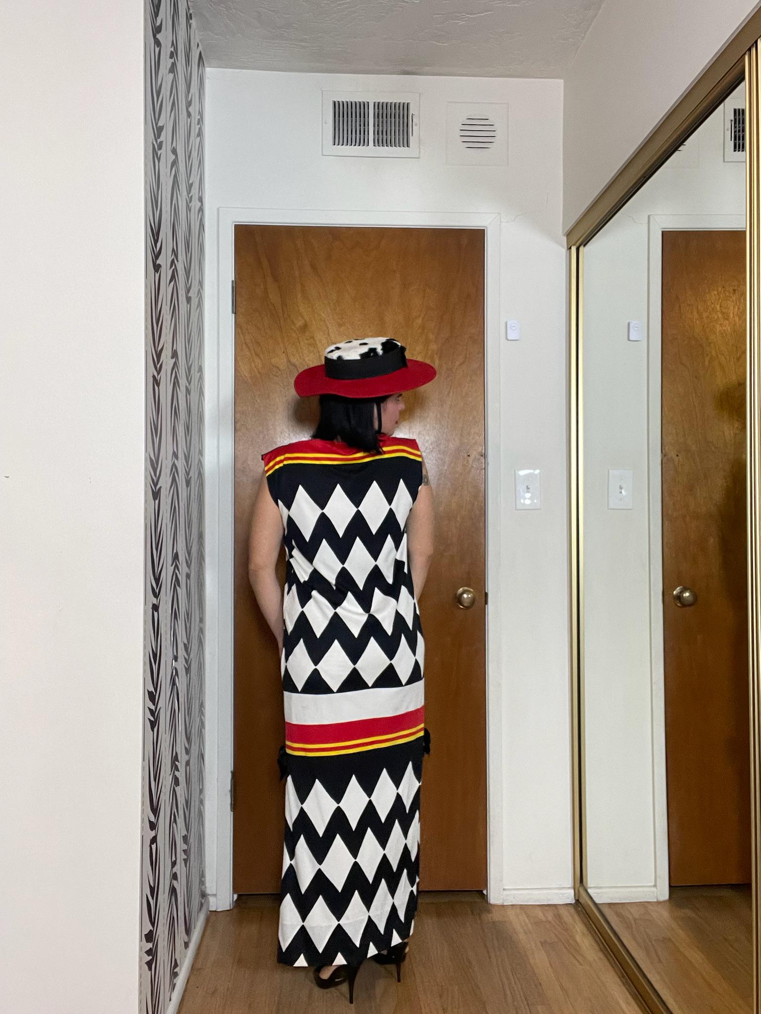 Vintage 70s 80s Jester-esque Maxi Dress - Best Fits Size M-L