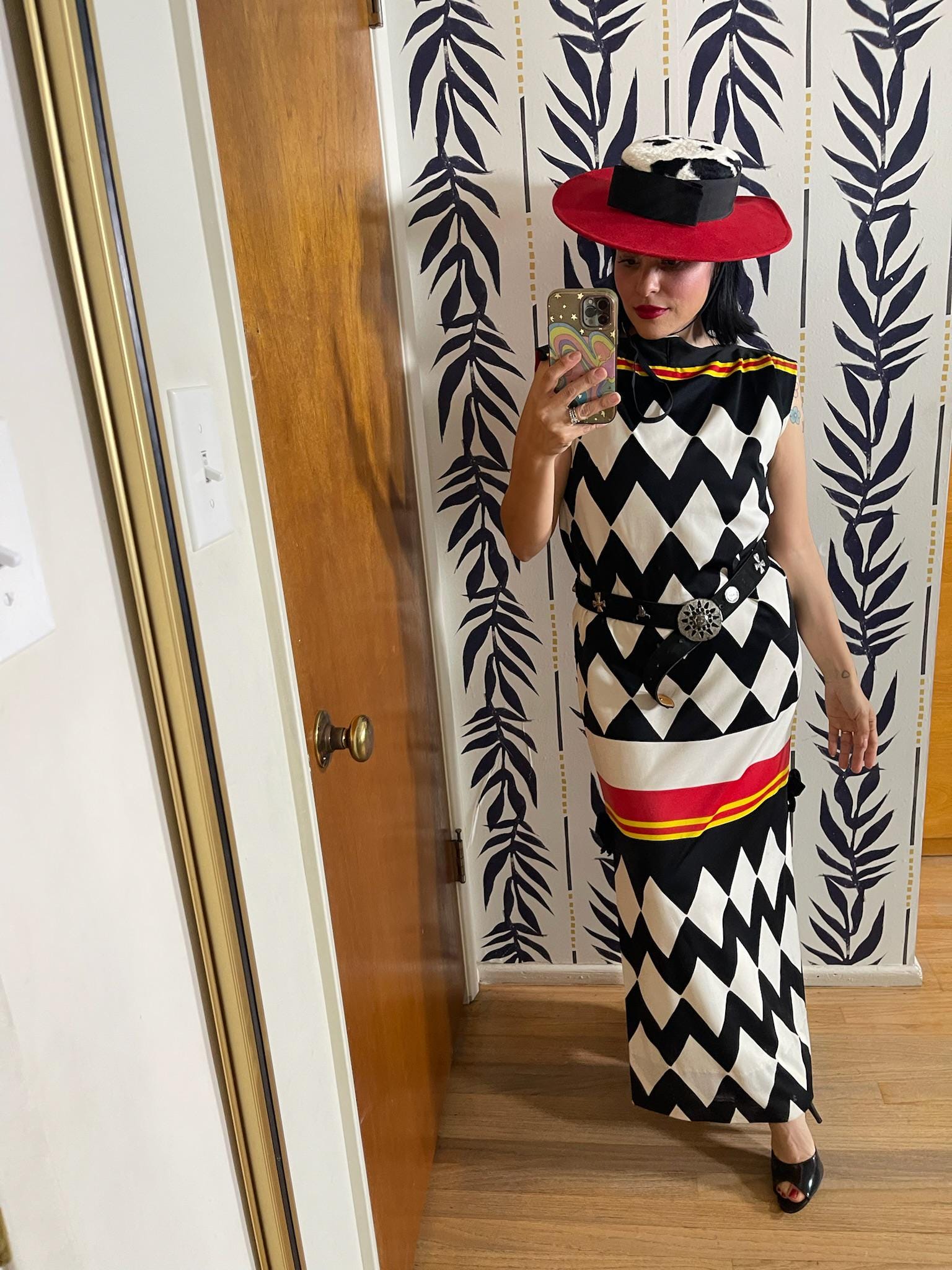 Vintage 70s 80s Jester-esque Maxi Dress - Best Fits Size M-L