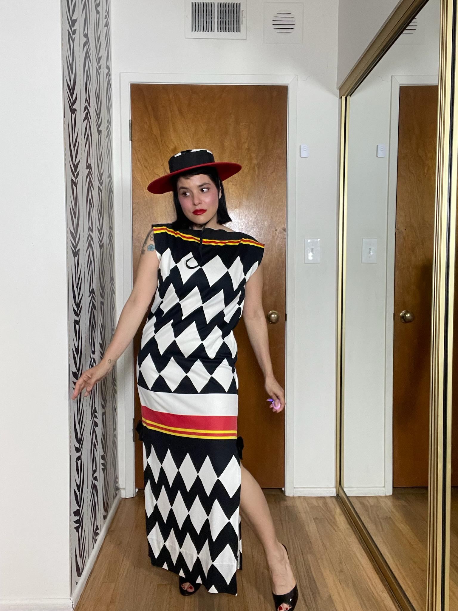 Vintage 70s 80s Jester-esque Maxi Dress - Best Fits Size M-L