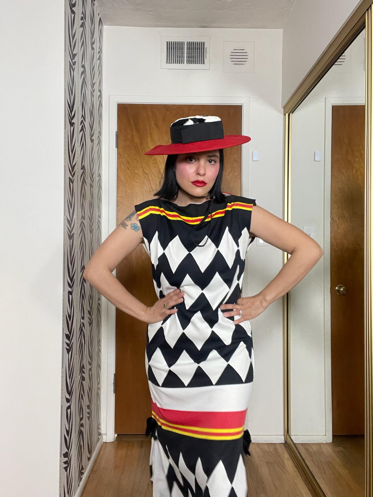 Vintage 70s 80s Jester-esque Maxi Dress - Best Fits Size M-L