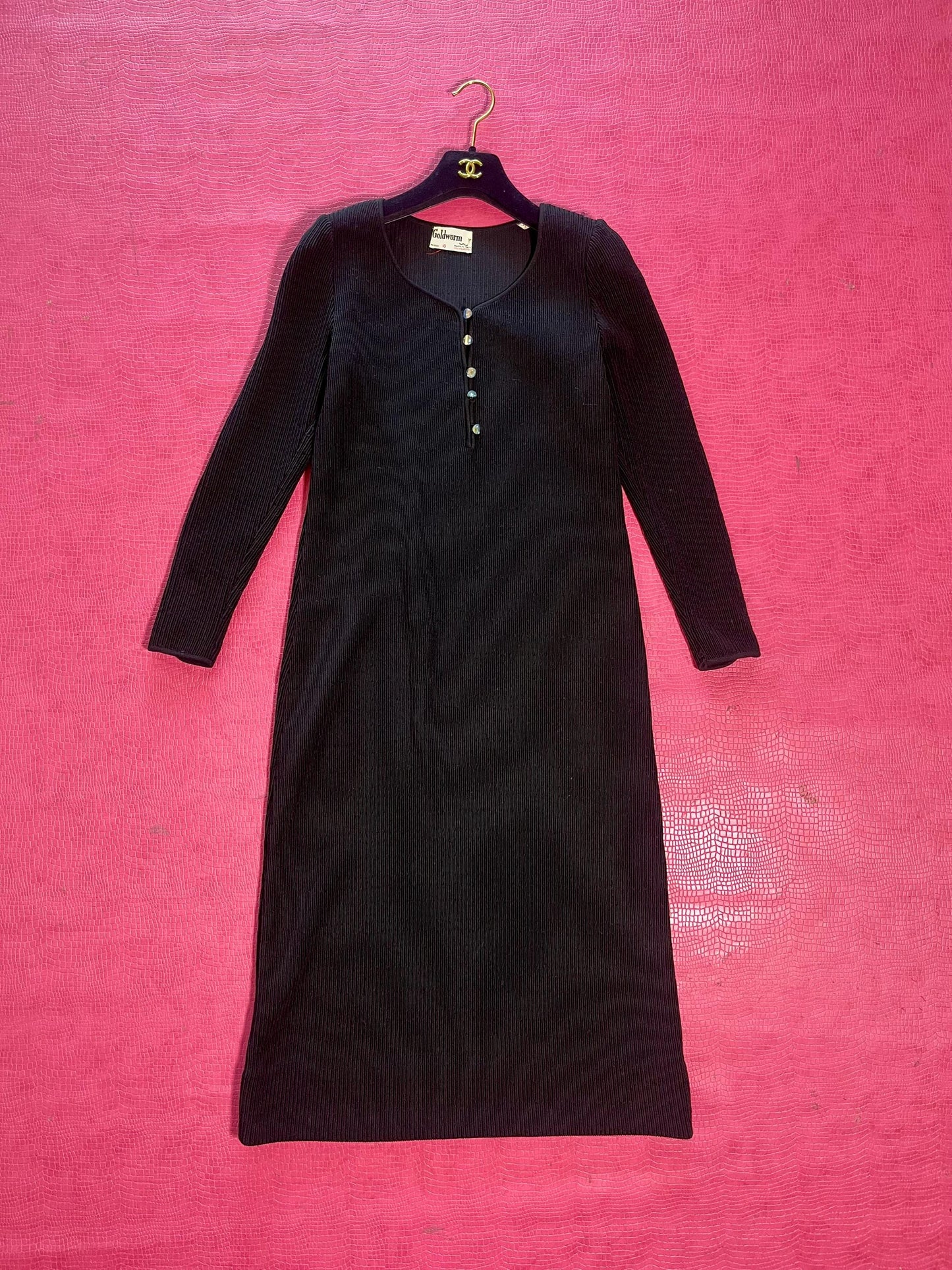Vintage 60s "Goldworm" Black Knit Dress - Best Fits Size XS-M, Possibly L