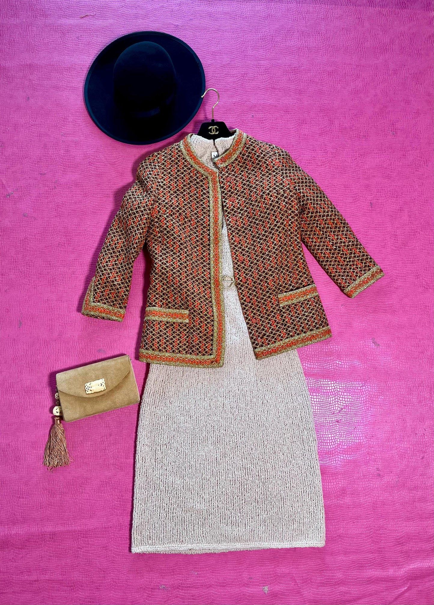 Vintage 60s "Adolfo for Saks Fifth Avenue" Oatmeal Knit Dress - Best Fits Size S-L, Possible XL