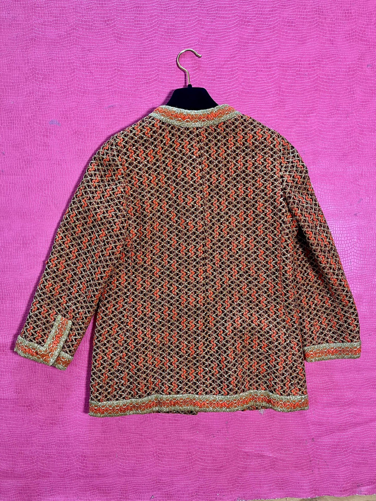 Vintage 60s "Marie-Martine Paris" Orange & Gold Jacket - Best Fits Size XS-M
