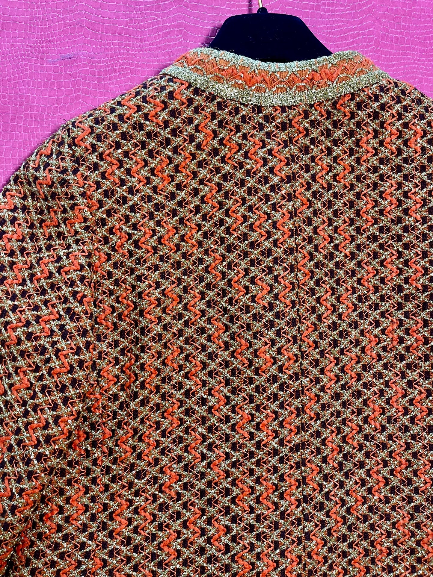 Vintage 60s "Marie-Martine Paris" Orange & Gold Jacket - Best Fits Size XS-M