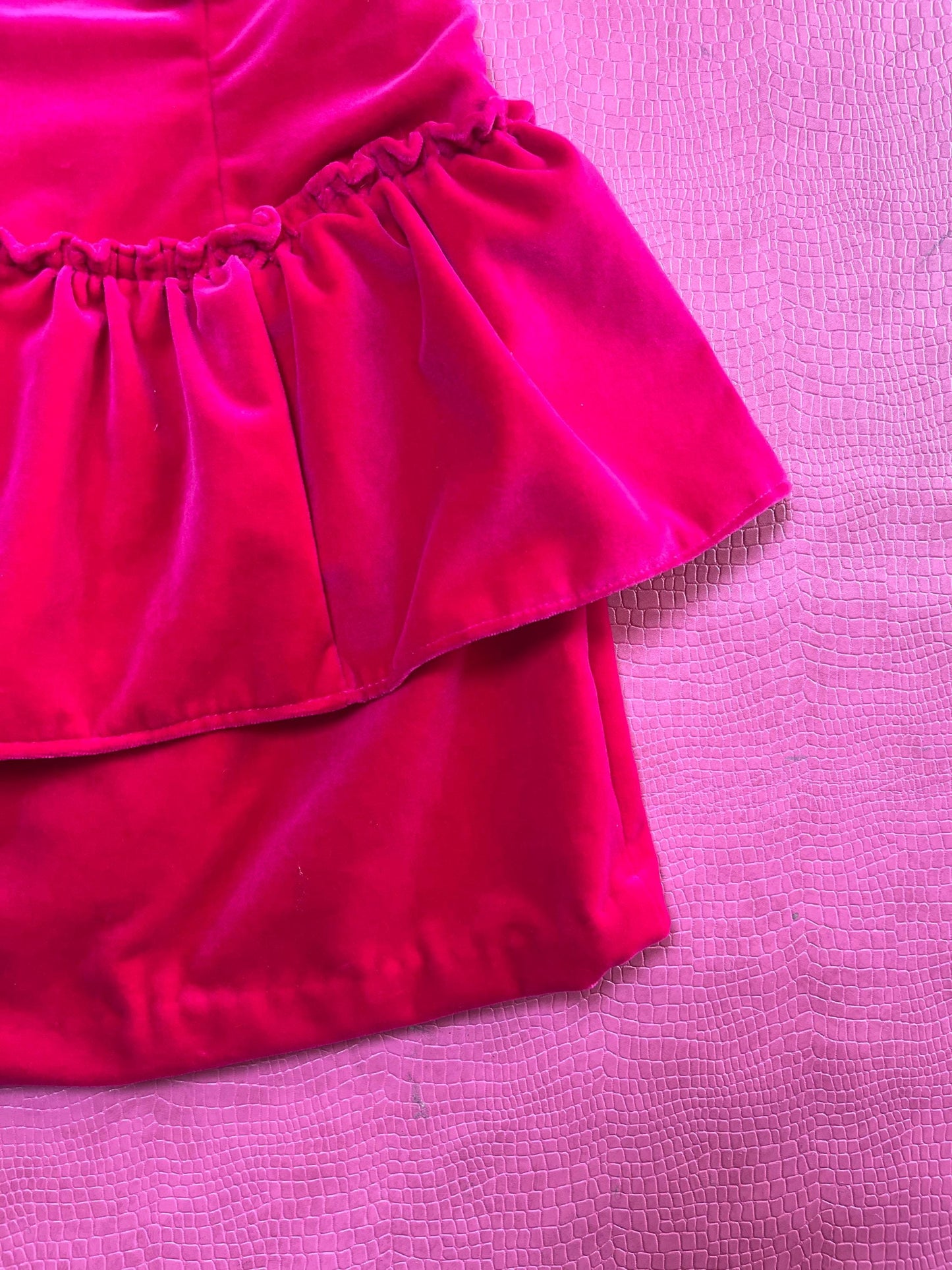 Vintage 80s 90s "J.J. Kelly Oklahoma City, OK" Reworked Hot Pink Velvet Dress - Best Fits Size S-M