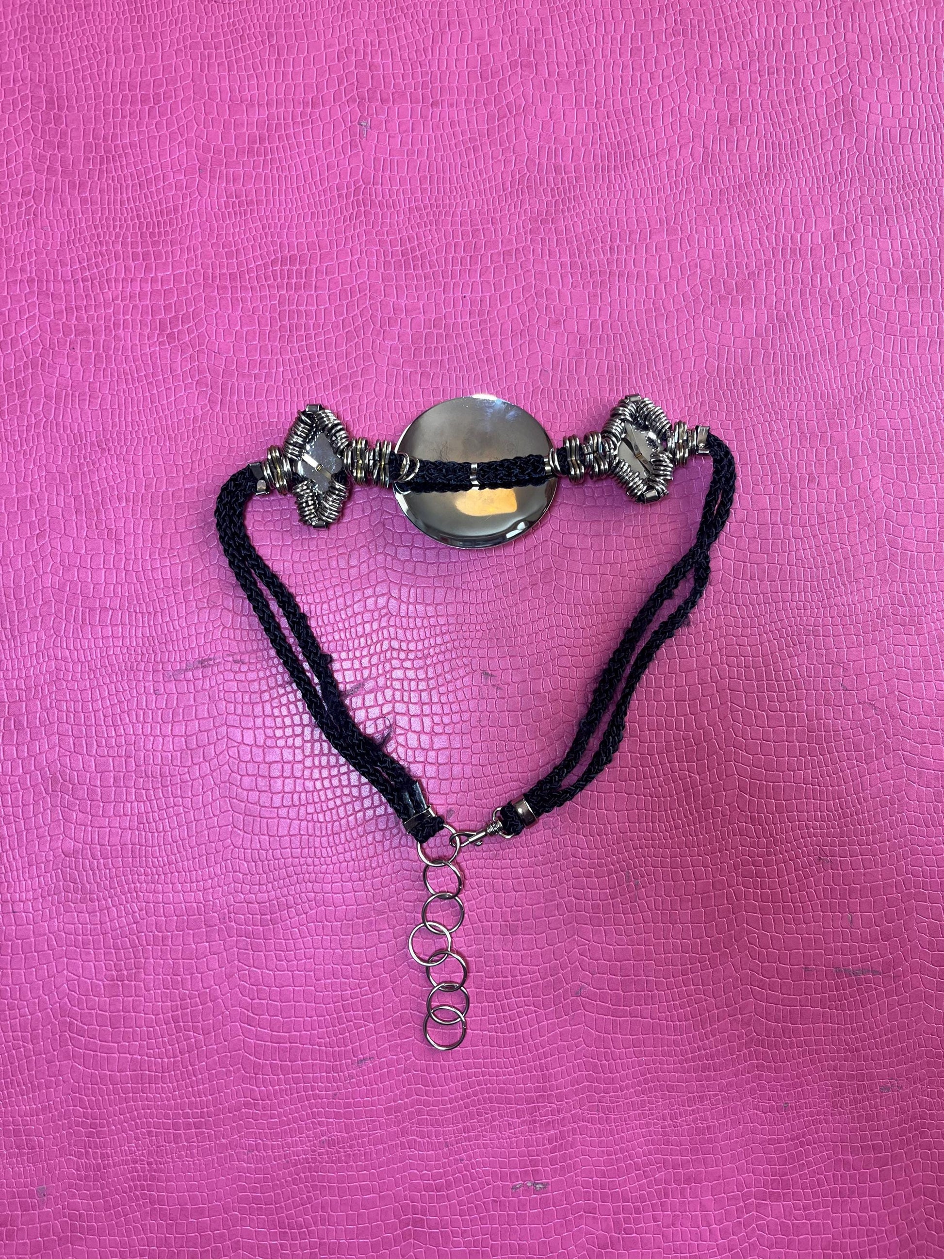 Vintage 80s Rope Belt With Silver Medallion