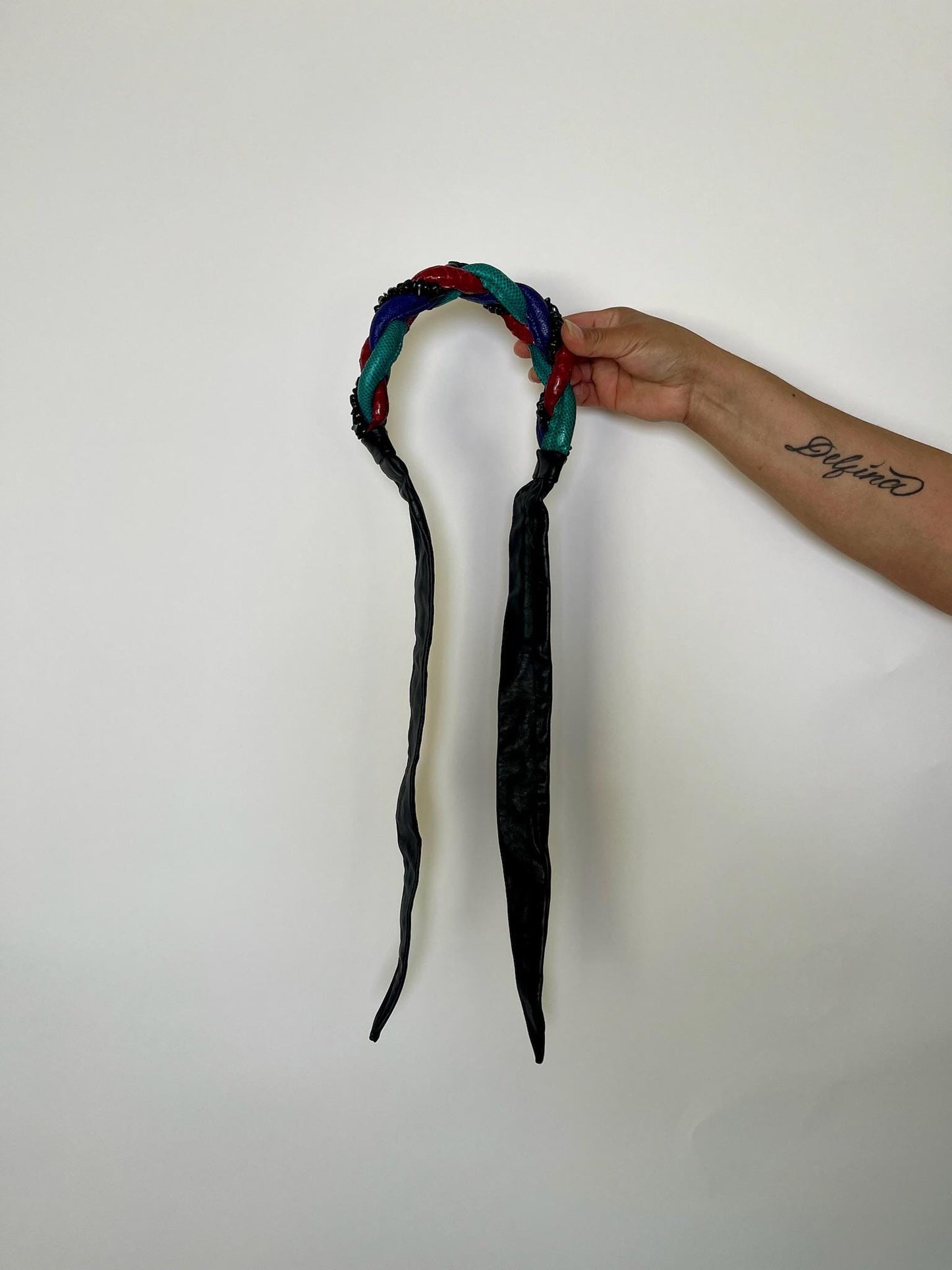 Vintage 80s Leather Braided Headband