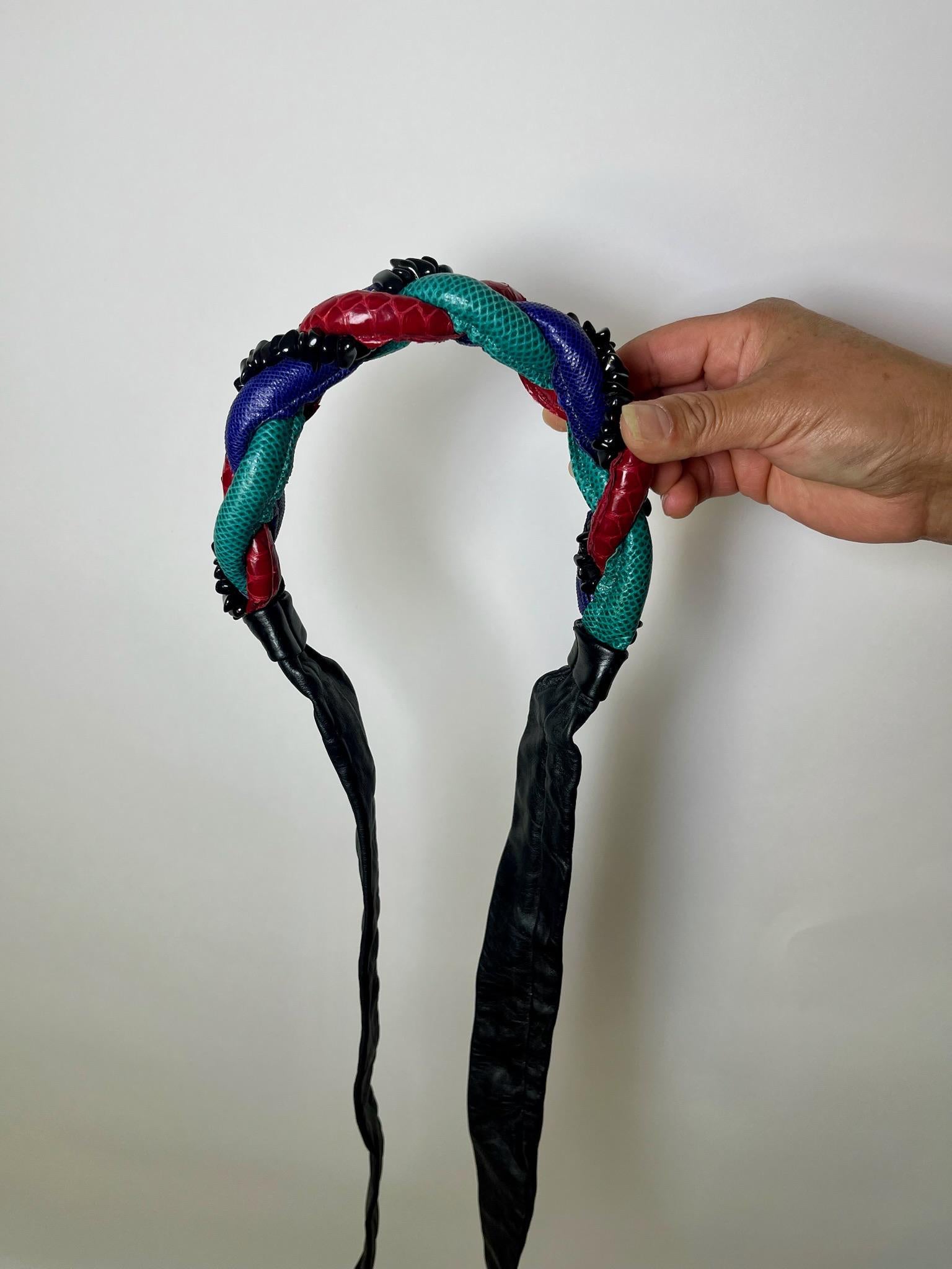 Vintage 80s Leather Braided Headband