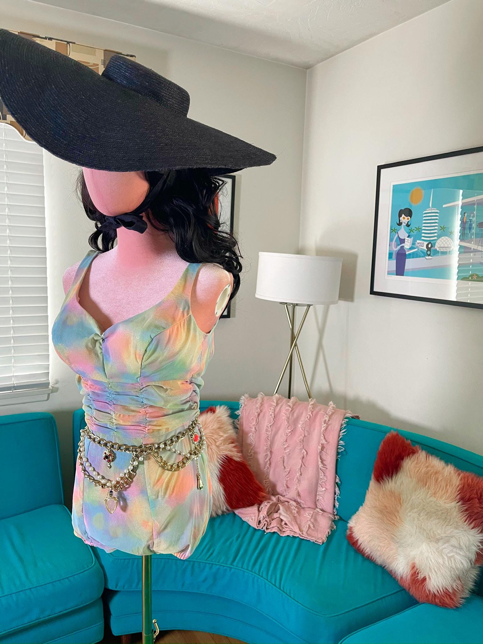 Vintage 50s Rose Marie-Reid Pastel Rainbow Swimsuit - Best Fits Size XS-M