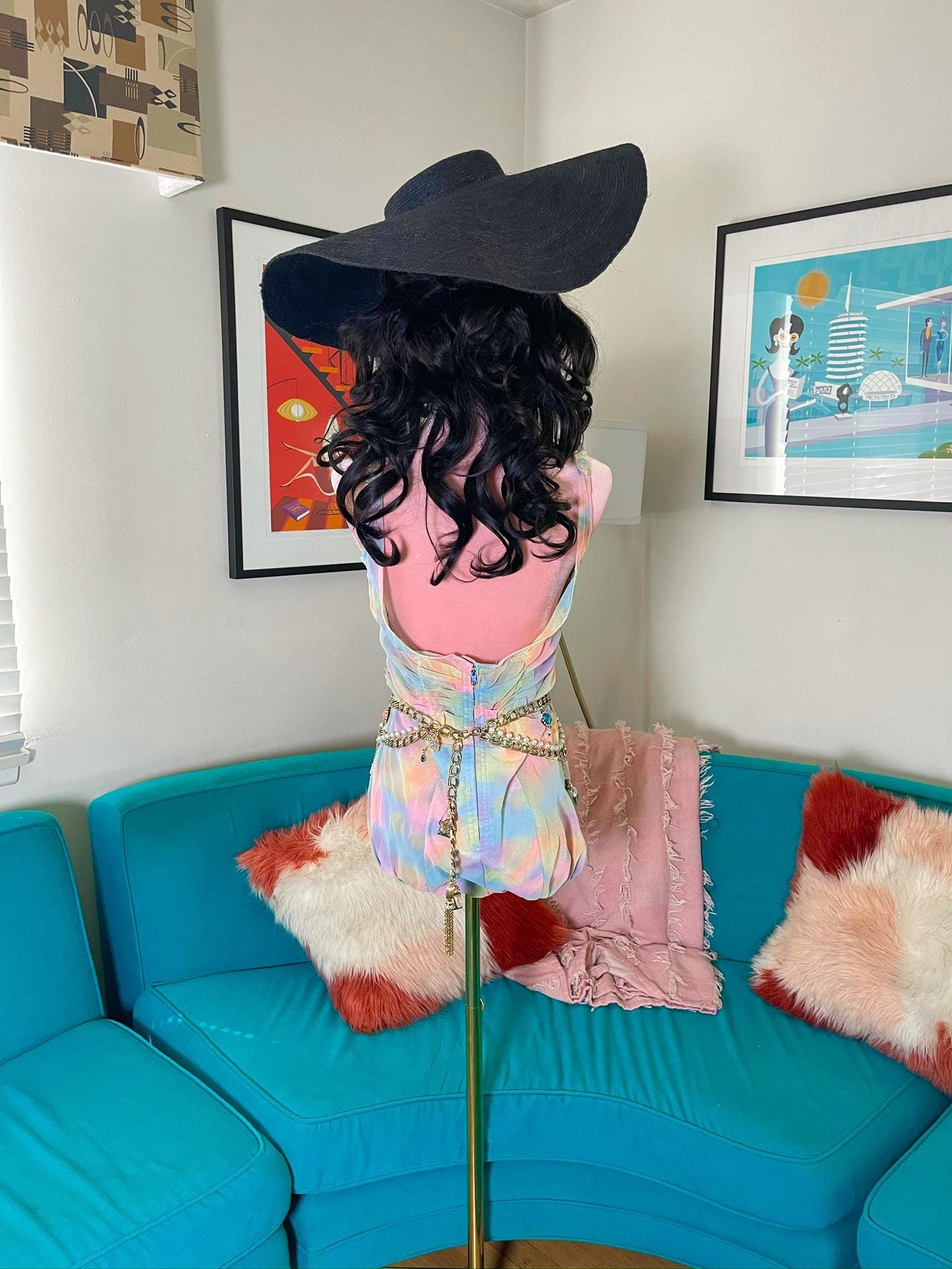 Vintage 50s Rose Marie-Reid Pastel Rainbow Swimsuit - Best Fits Size XS-M