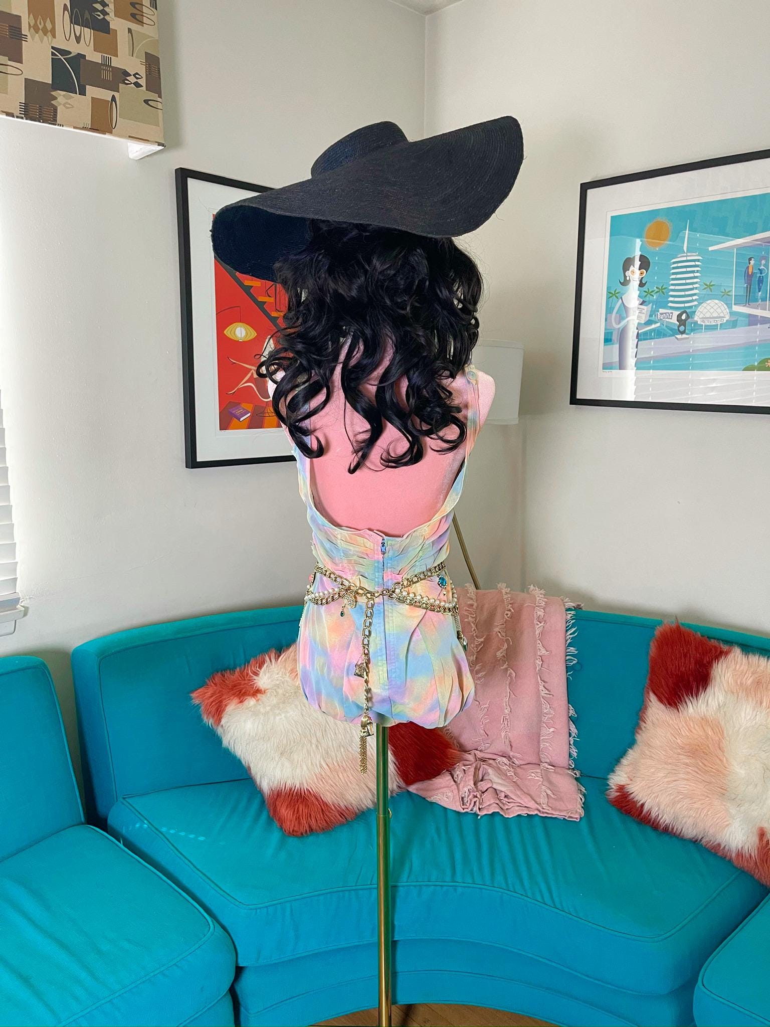 Vintage 50s Rose Marie-Reid Pastel Rainbow Swimsuit - Best Fits Size XS-M