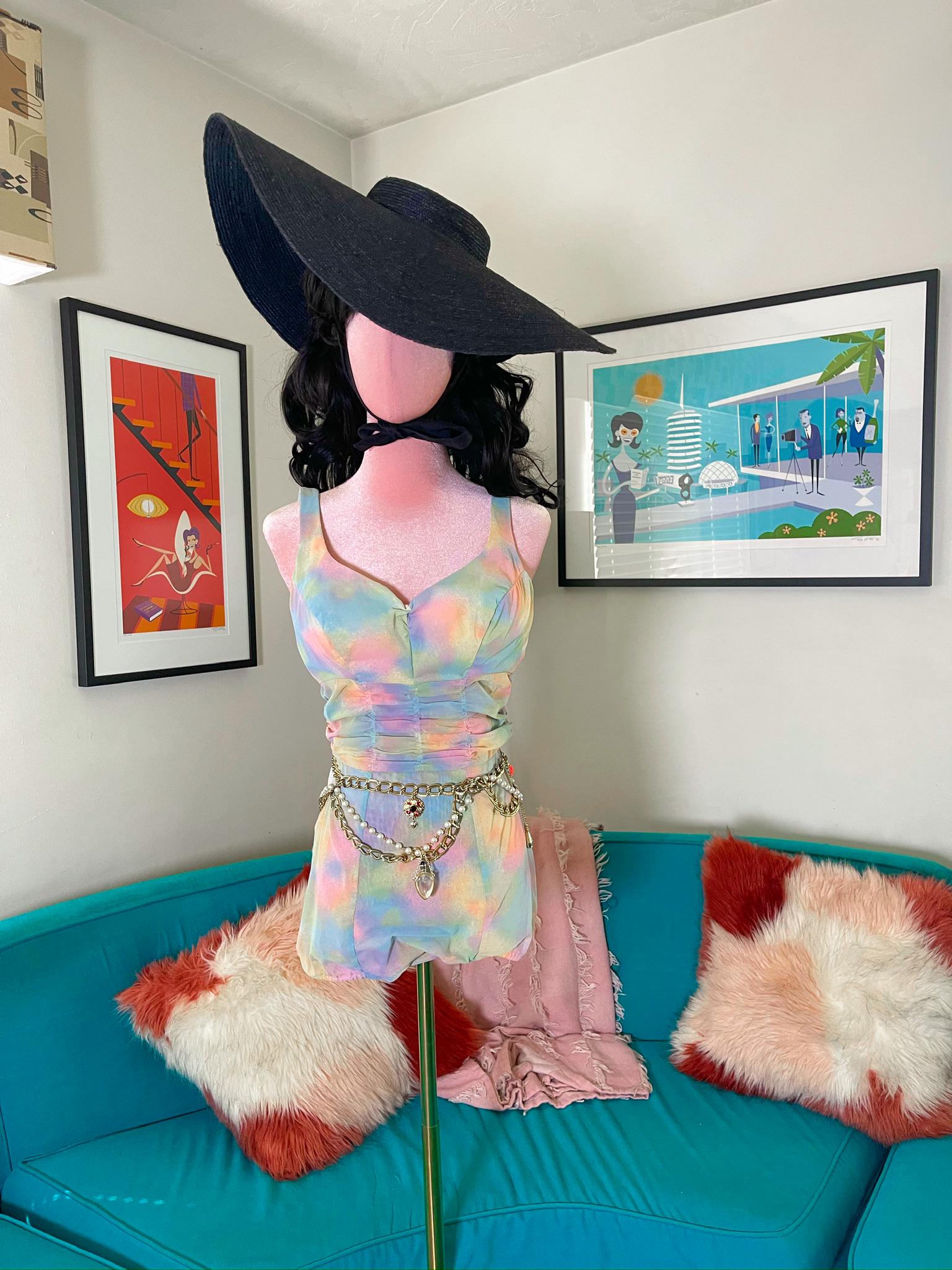 Vintage 50s Rose Marie-Reid Pastel Rainbow Swimsuit - Best Fits Size XS-M